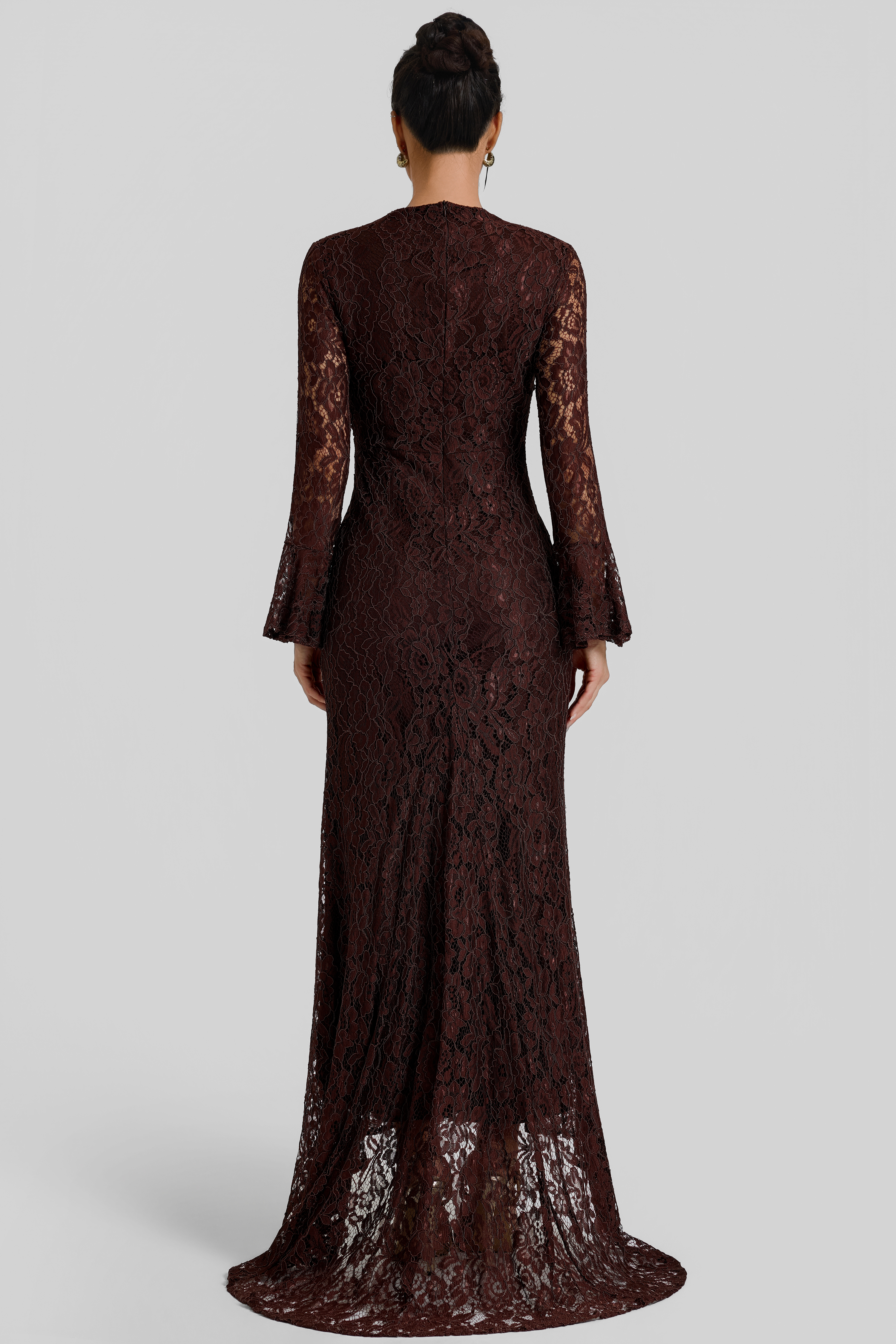 Lace Square Collar Bell Sleeve Maxi Dress