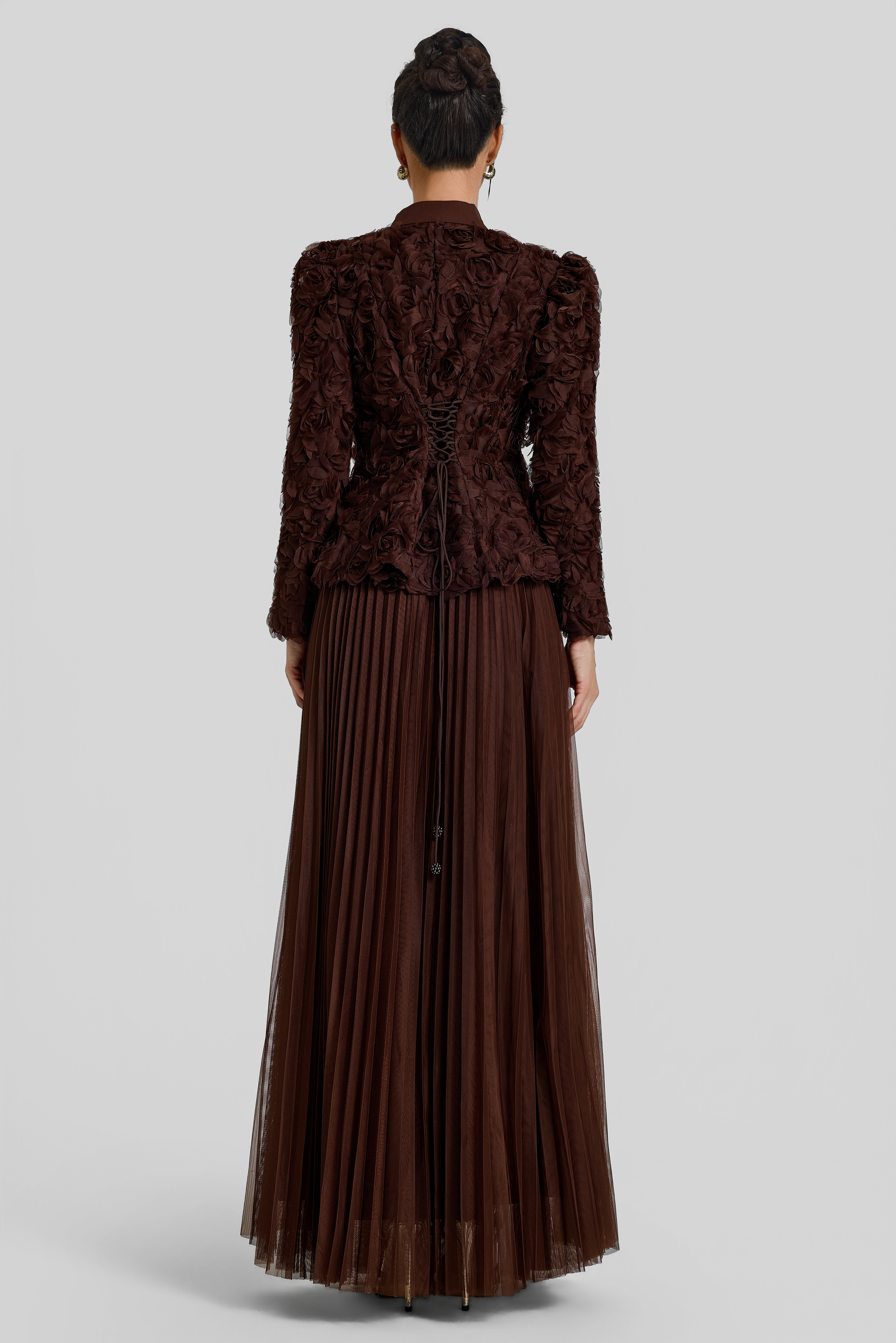 3D Flower Single Breasted Top & Mid Waist Maxi Skirt Set