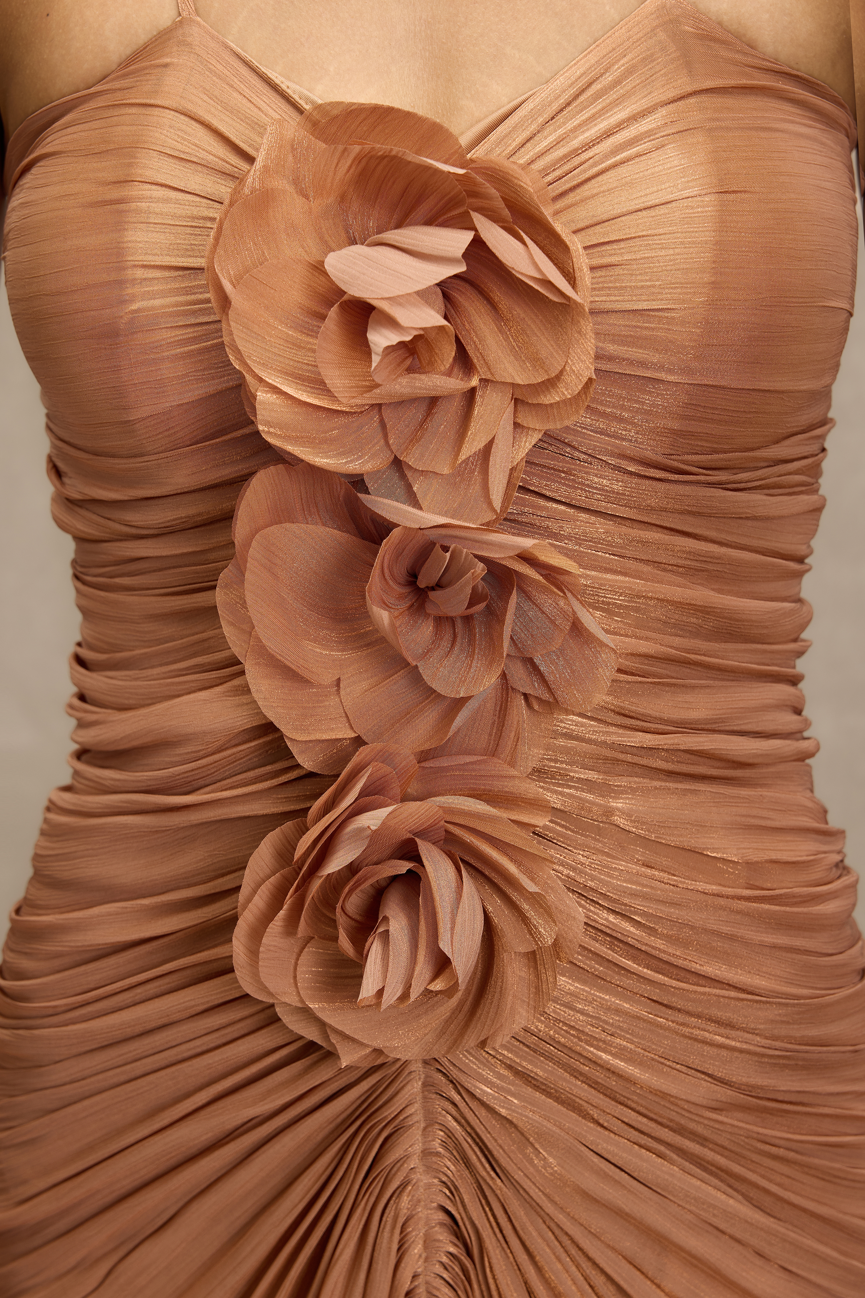 3D Flower Gathering Maxi Dress With Cape