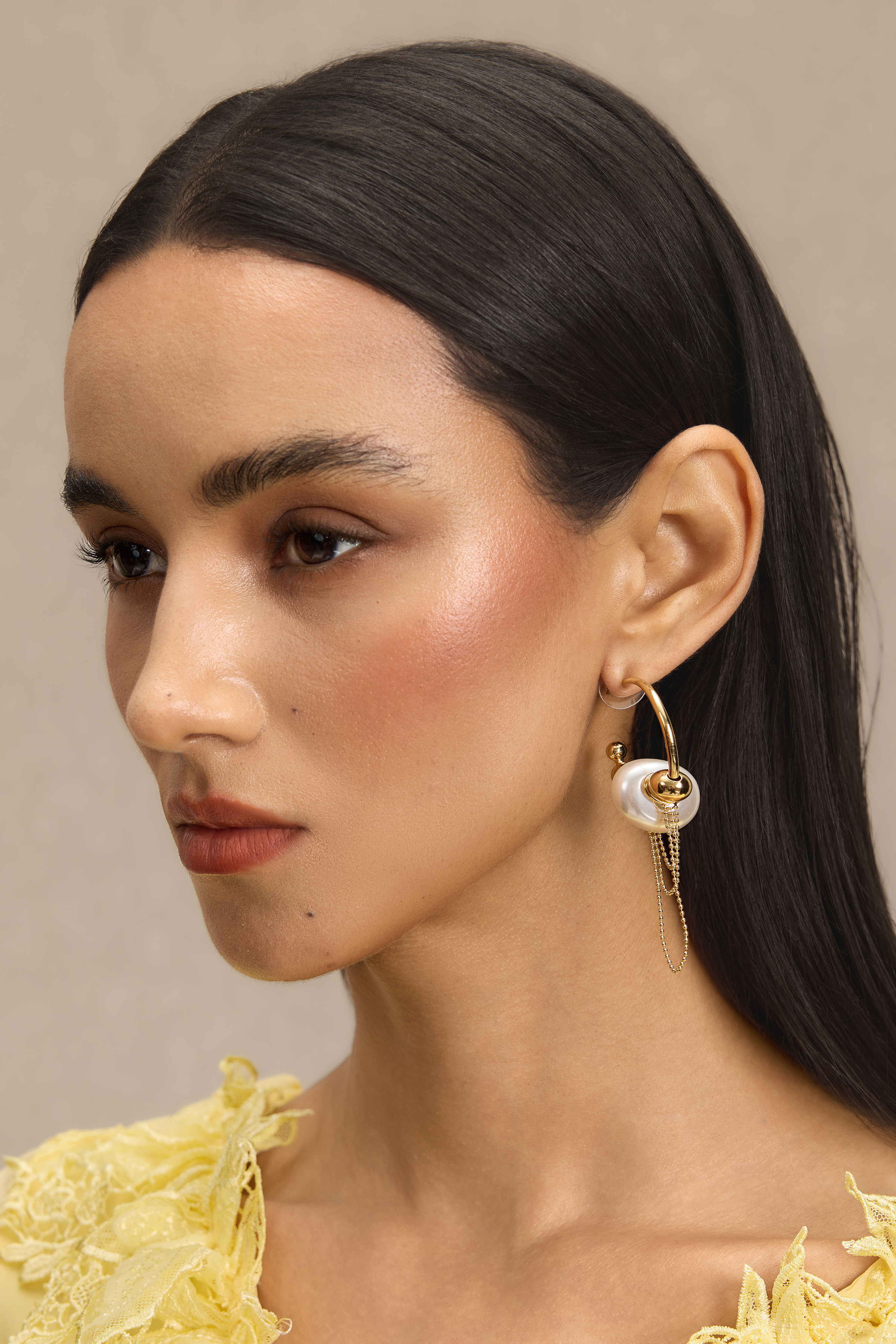 Metal Faux Pearl Tassel Earrings
