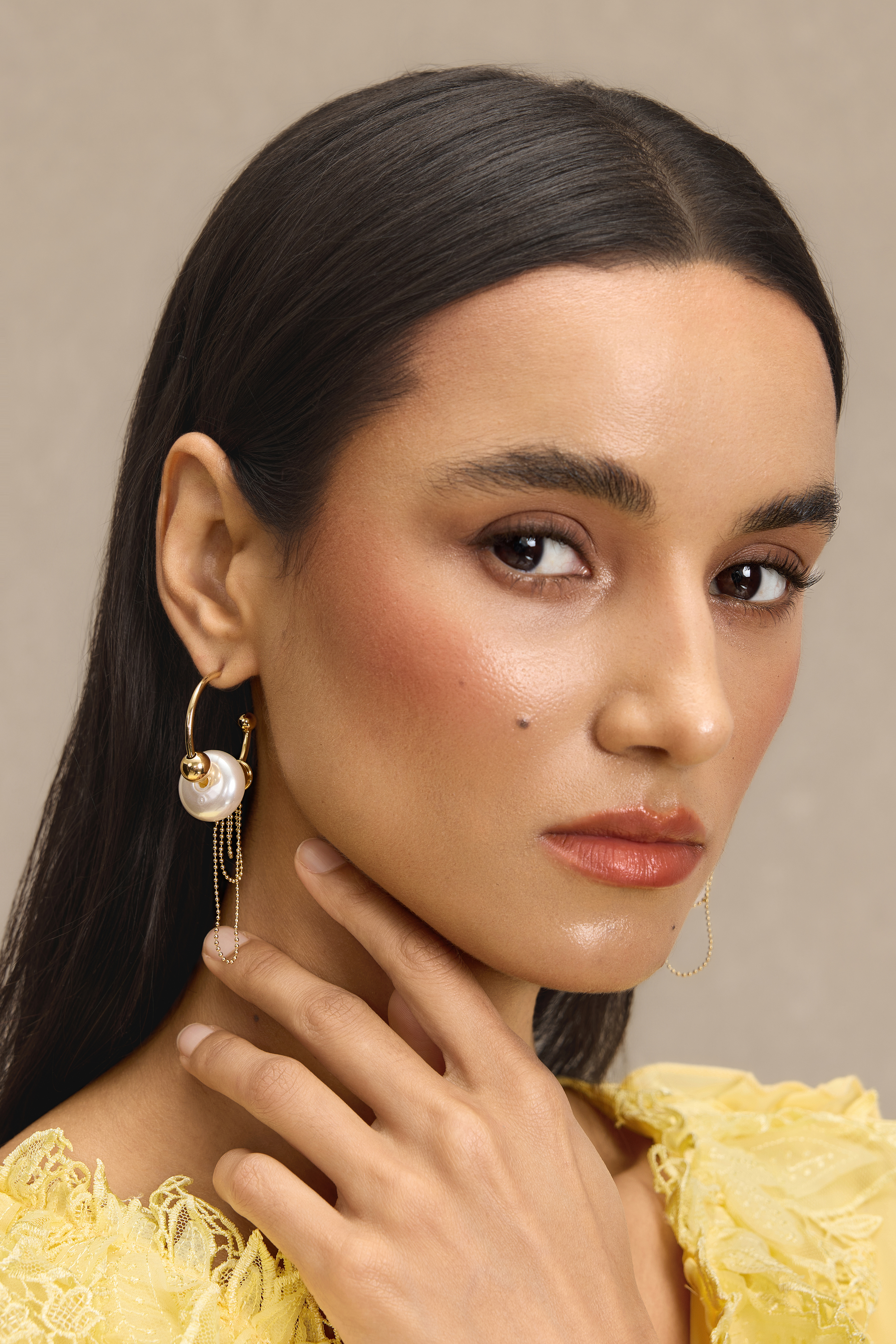 Metal Faux Pearl Tassel Earrings
