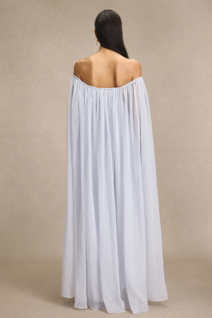 Solid Off Shoulder Cape Sleeve Maxi Dress