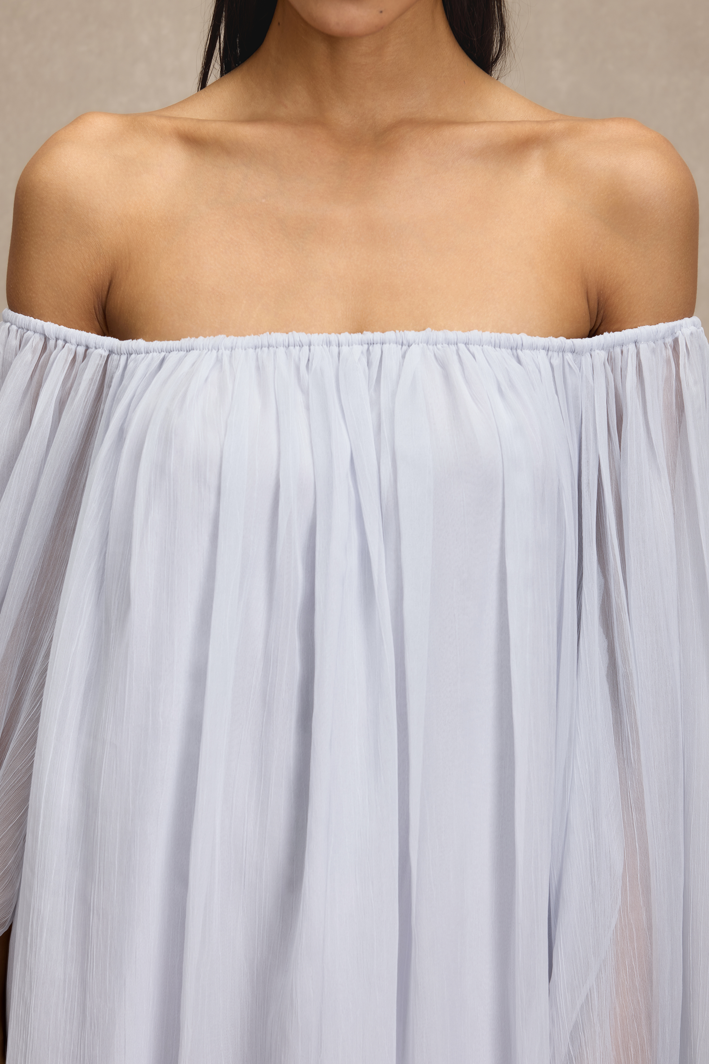 Solid Off Shoulder Cape Sleeve Maxi Dress