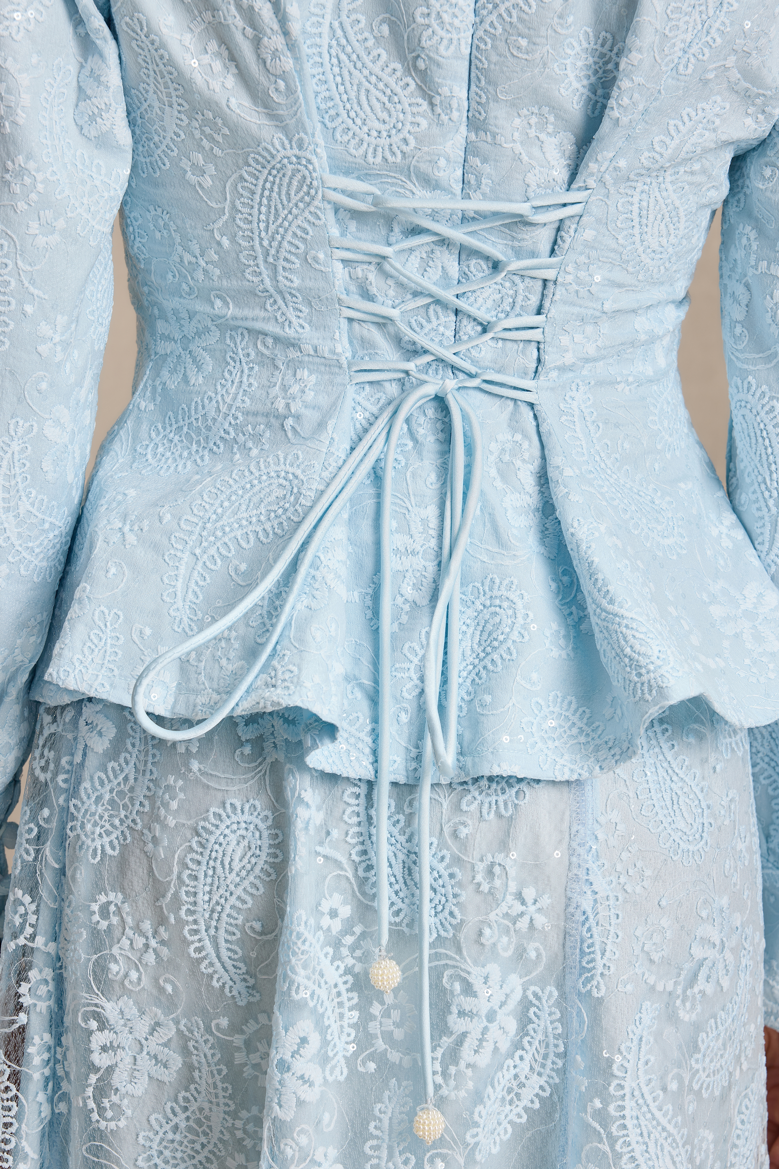 Lace V-Neck Top & High Waist Midi Skirt Set
