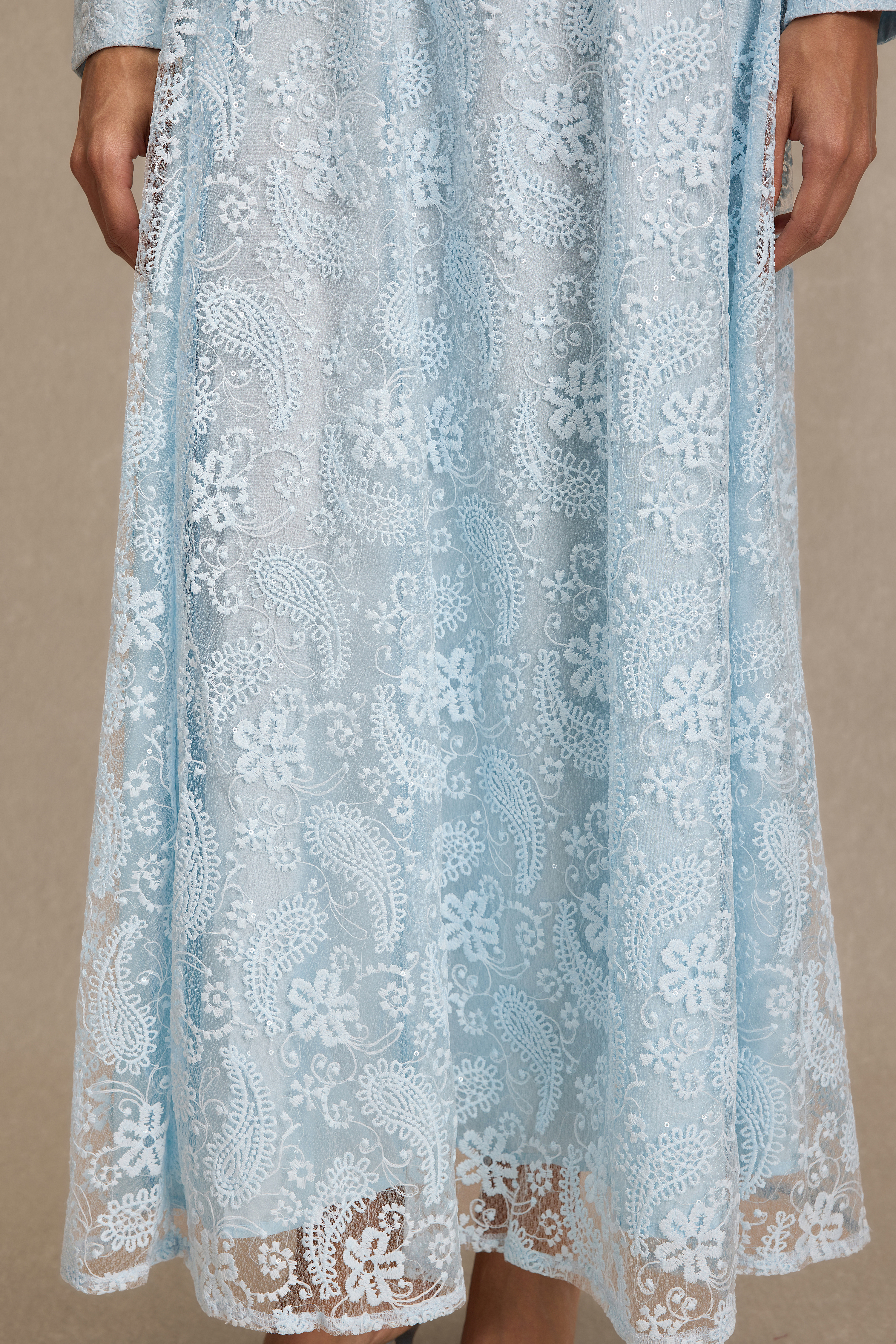 Lace V-Neck Top & High Waist Midi Skirt Set