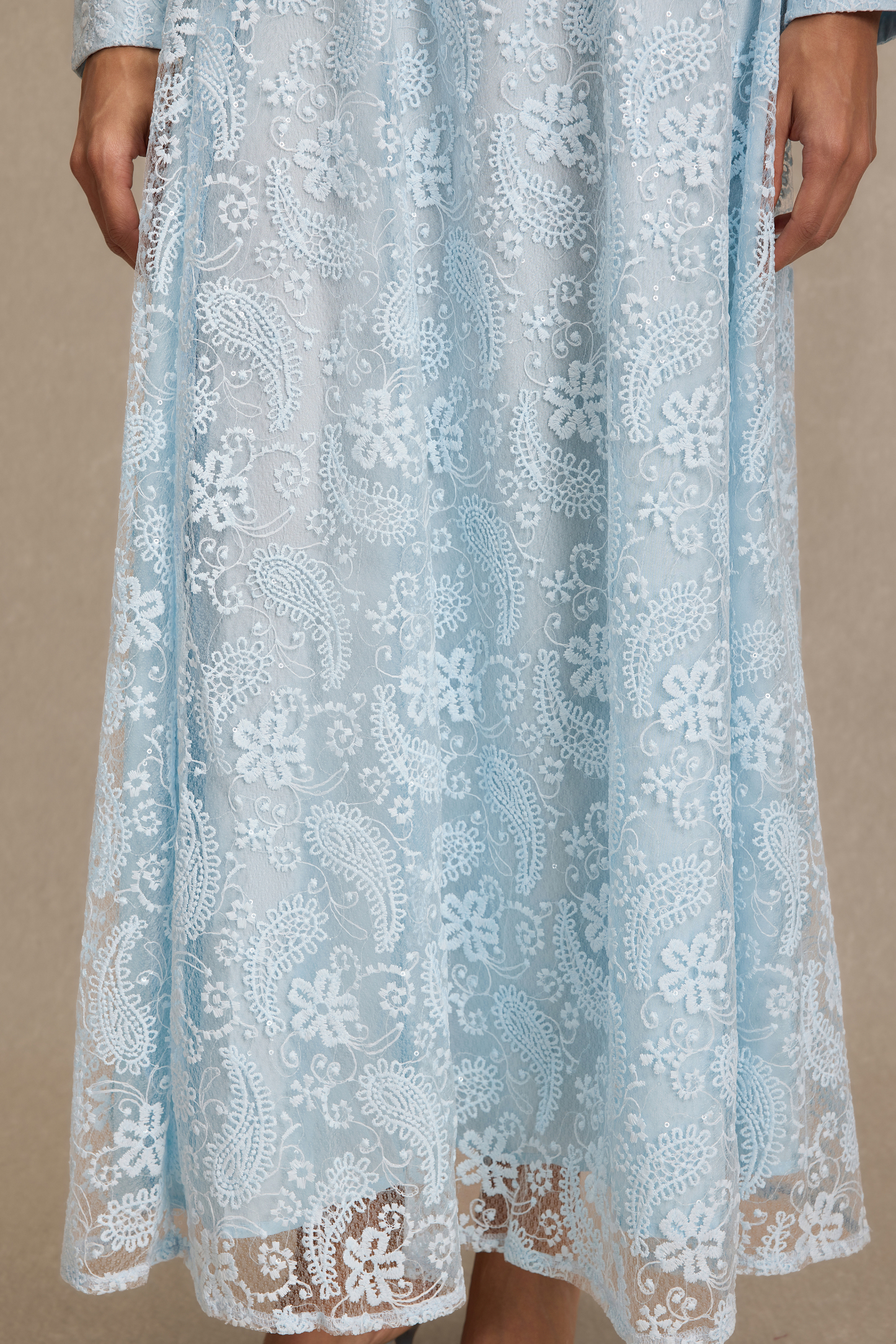 Lace V-Neck Top & High Waist Midi Skirt Set