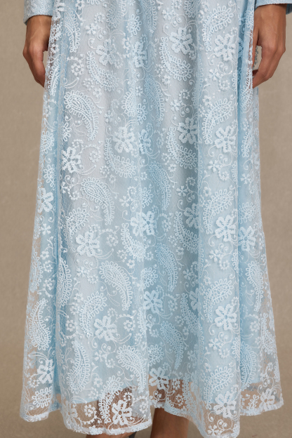 Lace V-Neck Top & High Waist Midi Skirt Set