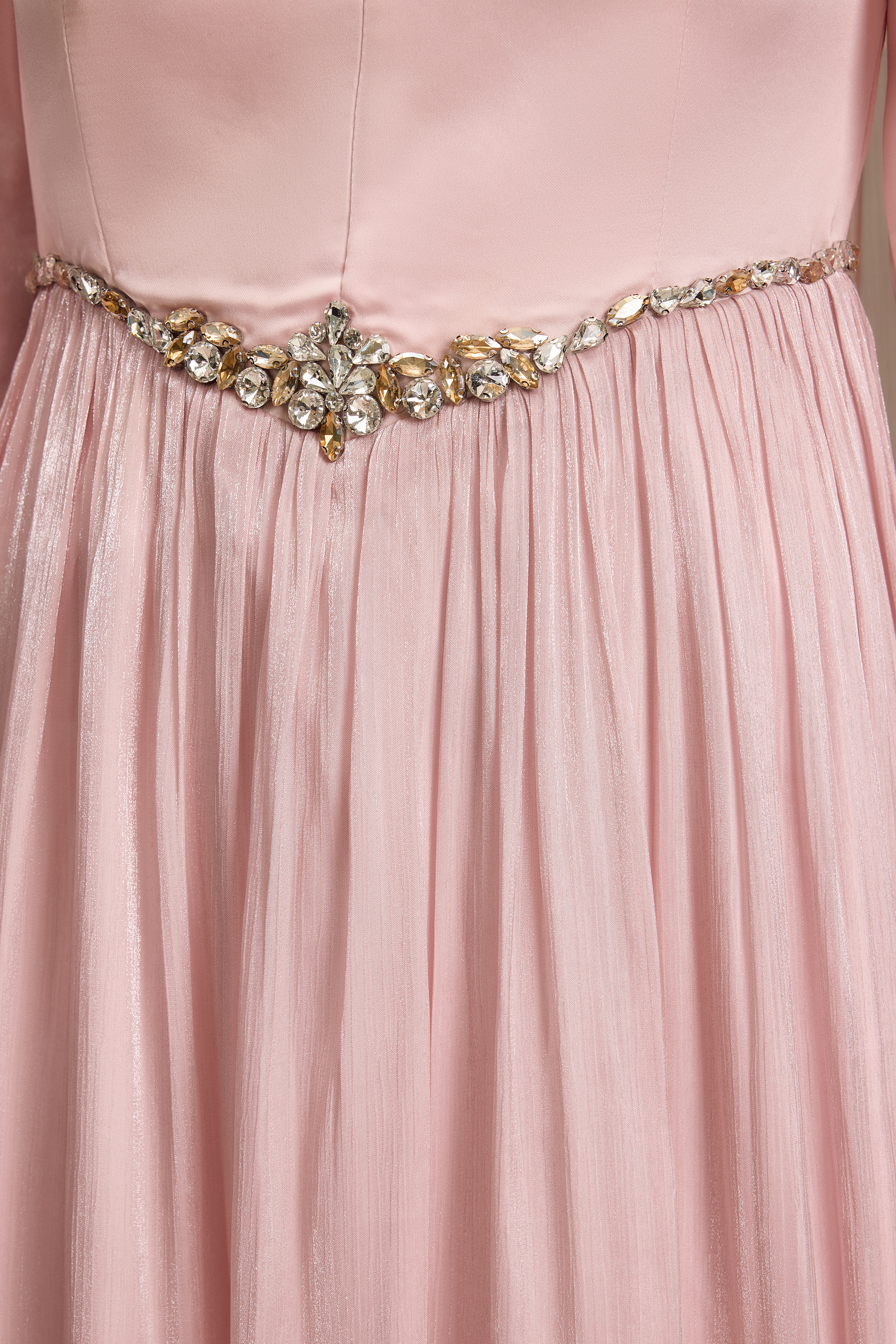 V-Neck Rhinestone Cape Sleeve Maxi Dress