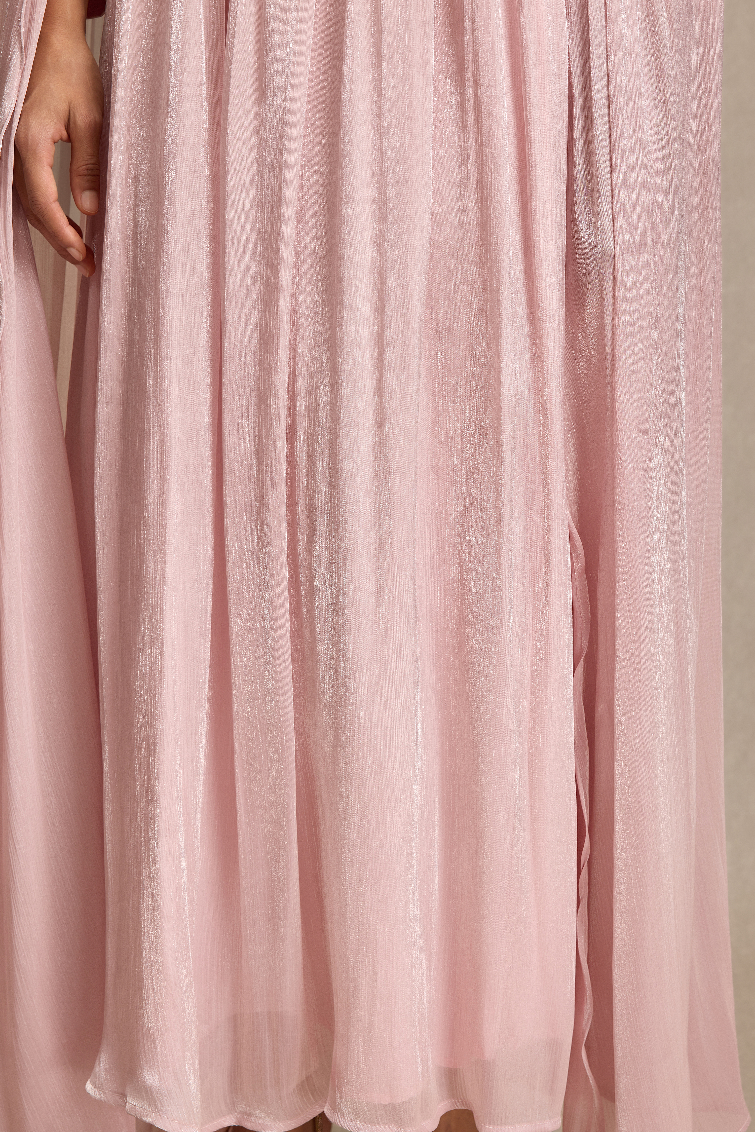 V-Neck Rhinestone Cape Sleeve Maxi Dress
