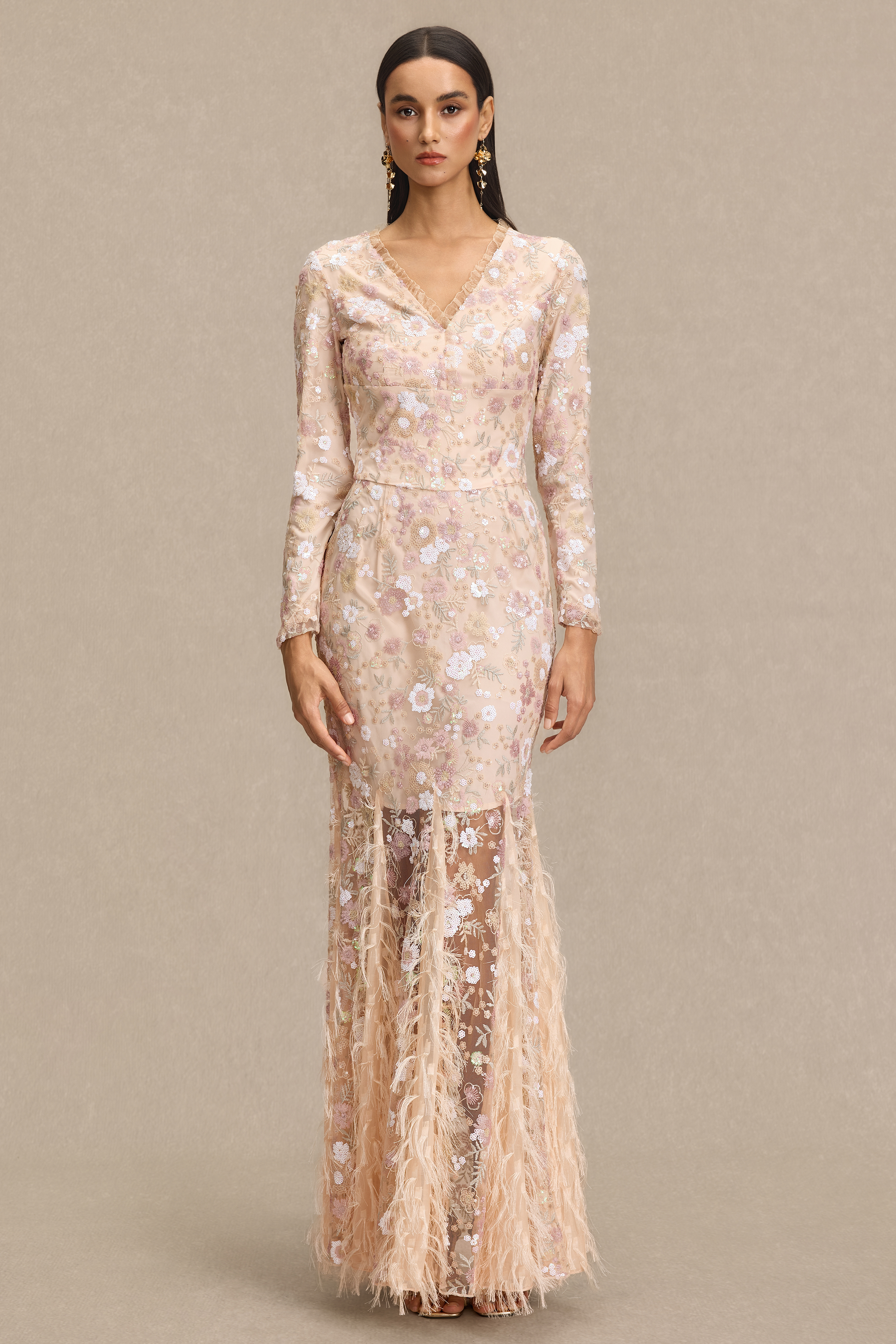 Sequin Embroidery Tassel Maxi Dress
