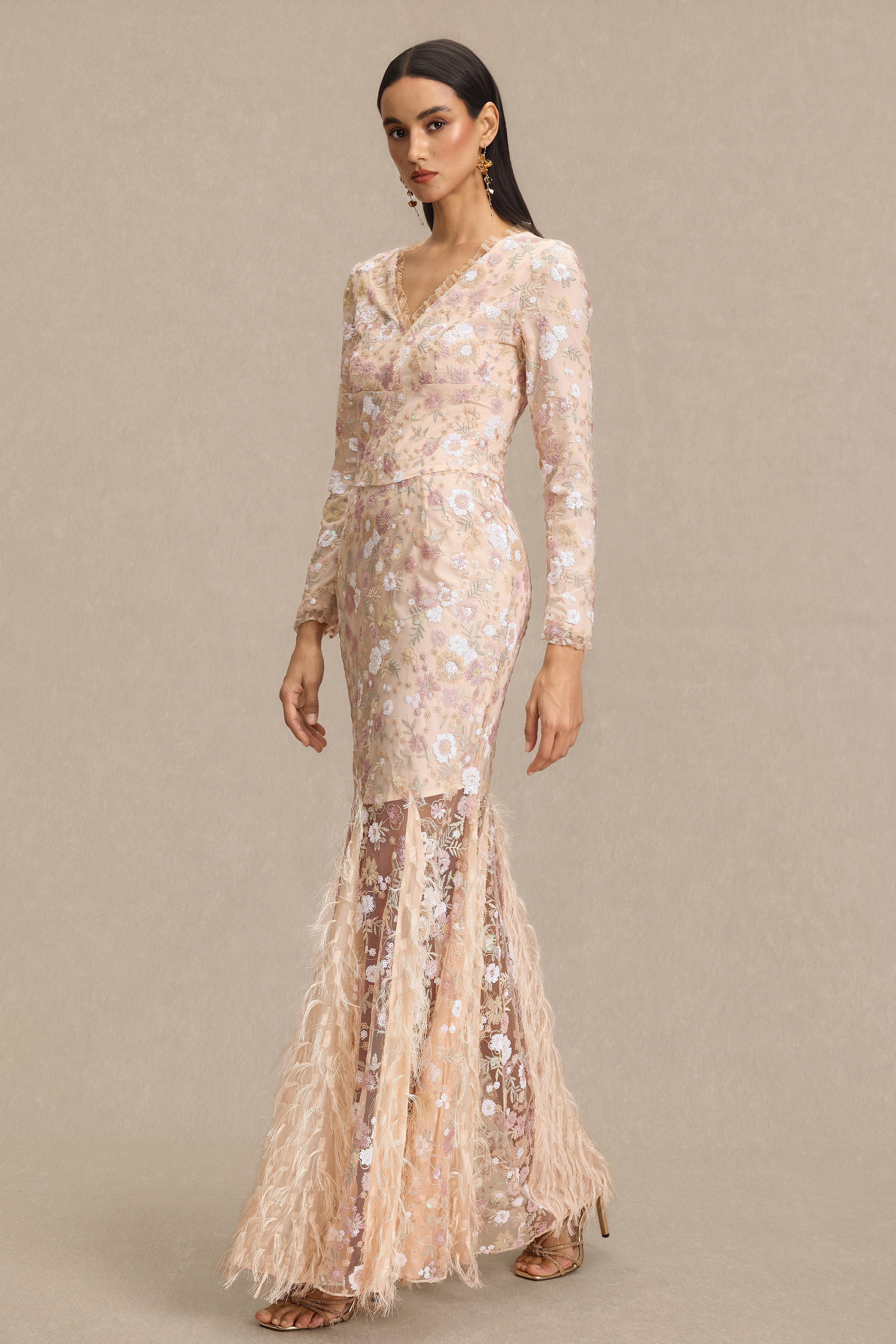 Sequin Embroidery Tassel Maxi Dress
