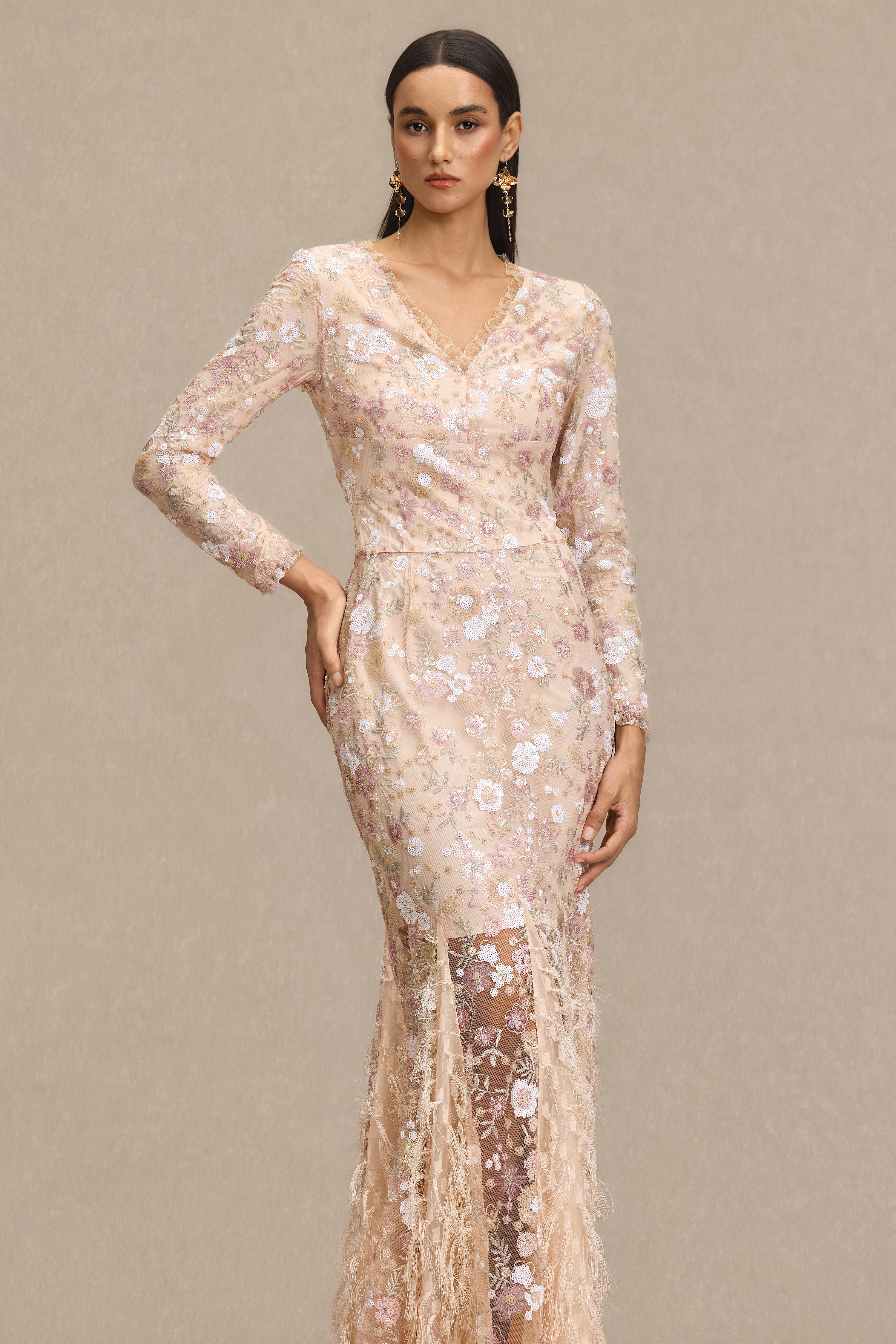 Sequin Embroidery Tassel Maxi Dress