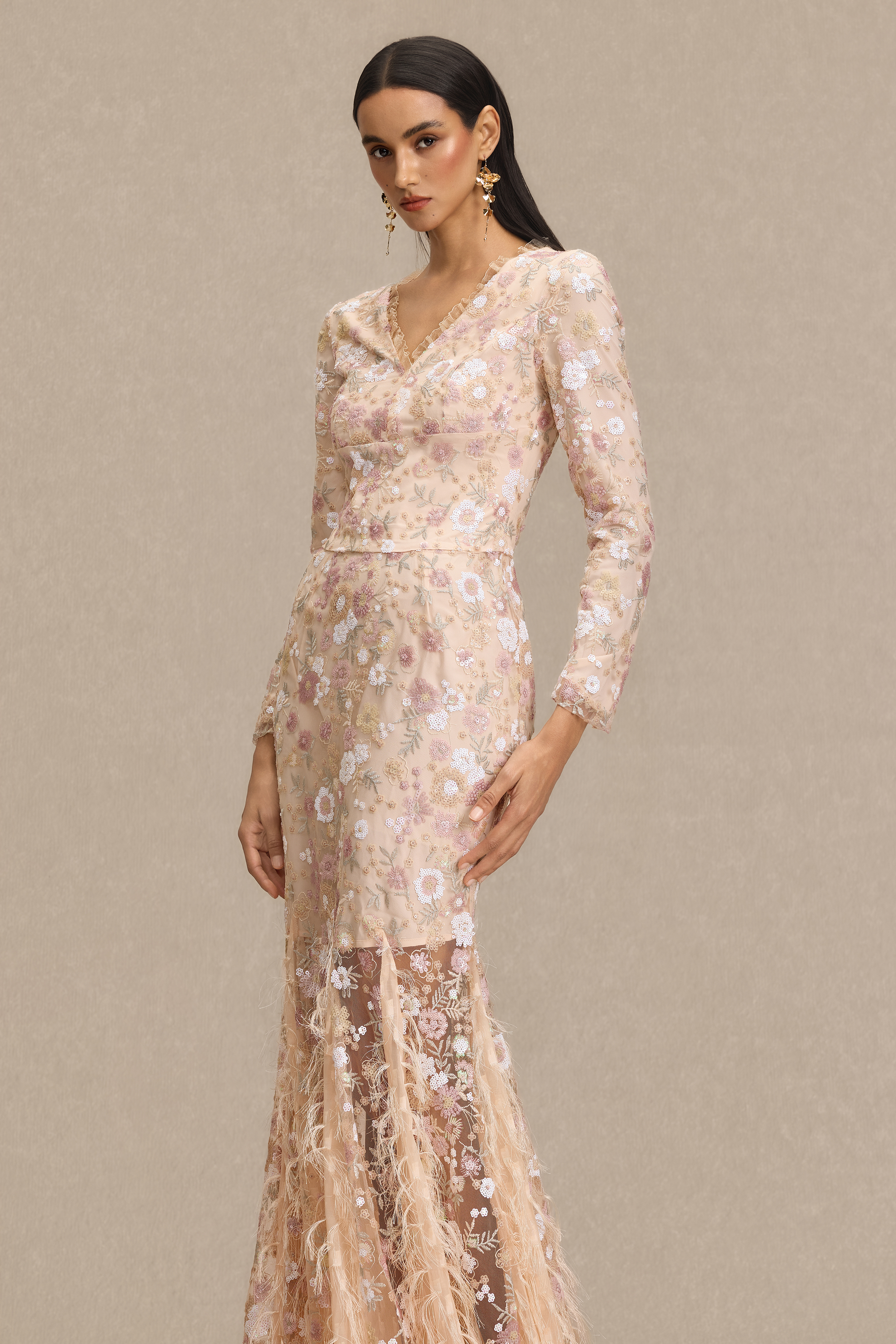 Sequin Embroidery Tassel Maxi Dress