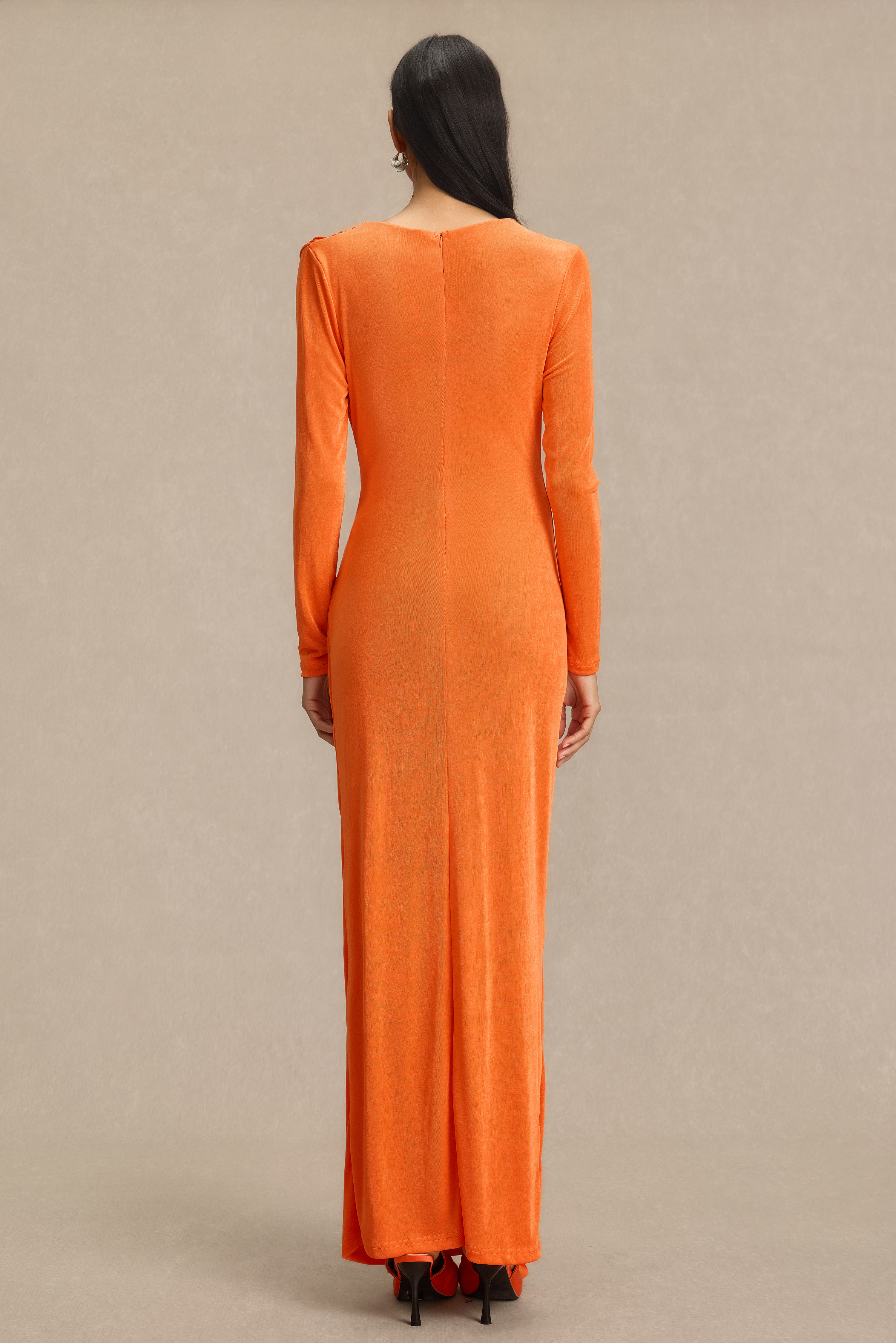 Solid Metal Decorations Gathering Maxi Dress