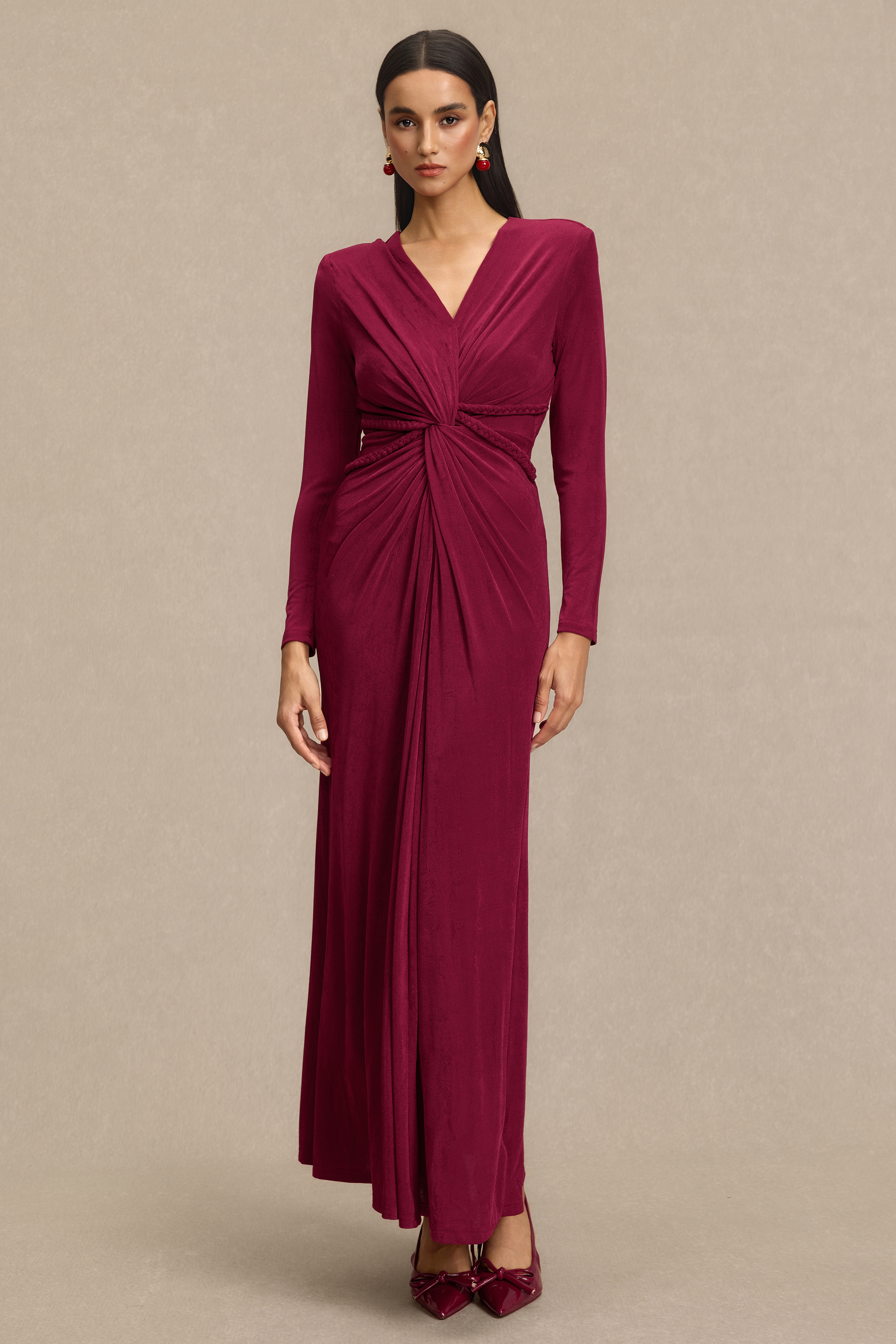 Solid Decorative Rope Knotted Maxi Dress
