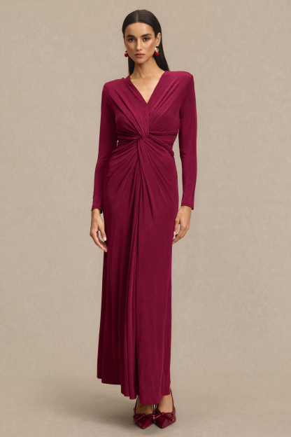 Solid Decorative Rope Knotted Maxi Dress