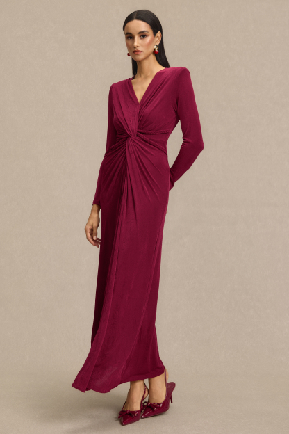 Solid Decorative Rope Knotted Maxi Dress