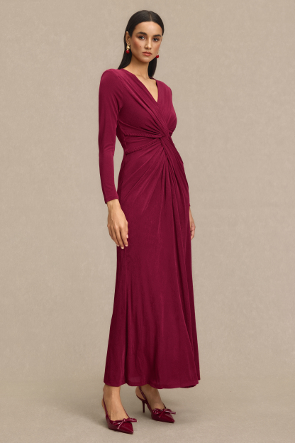 Solid Decorative Rope Knotted Maxi Dress