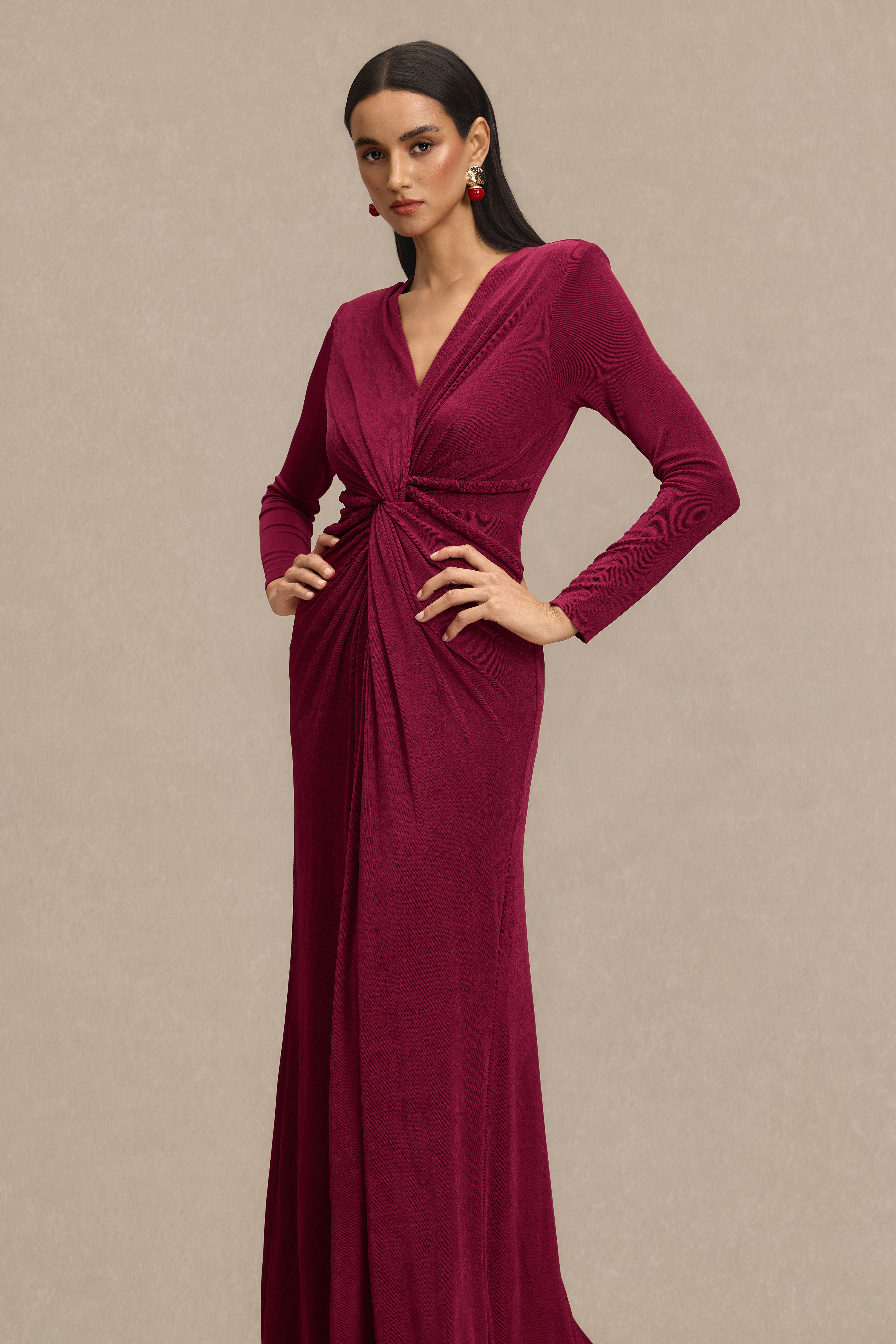 Solid Decorative Rope Knotted Maxi Dress