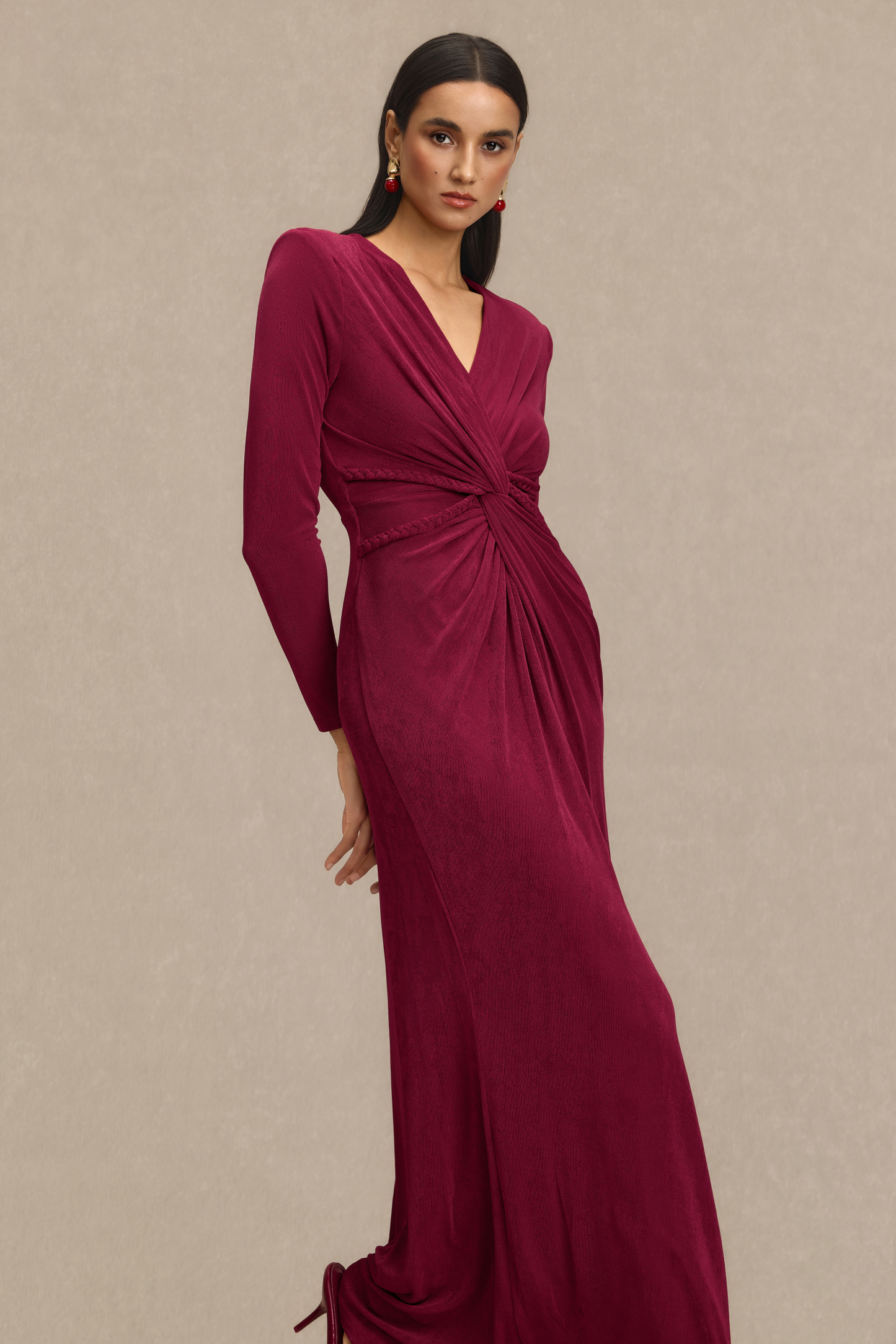 Solid Decorative Rope Knotted Maxi Dress