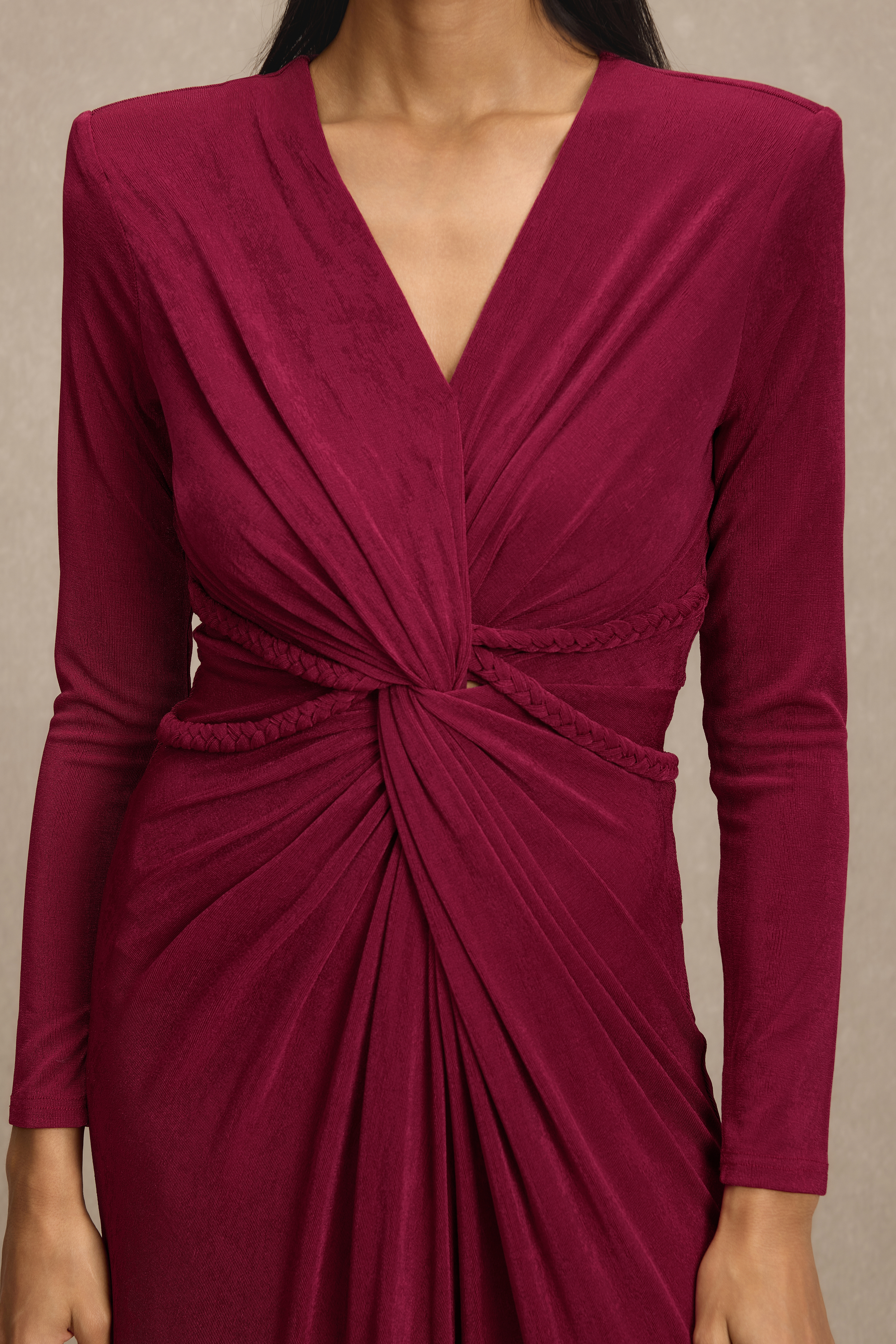 Solid Decorative Rope Knotted Maxi Dress