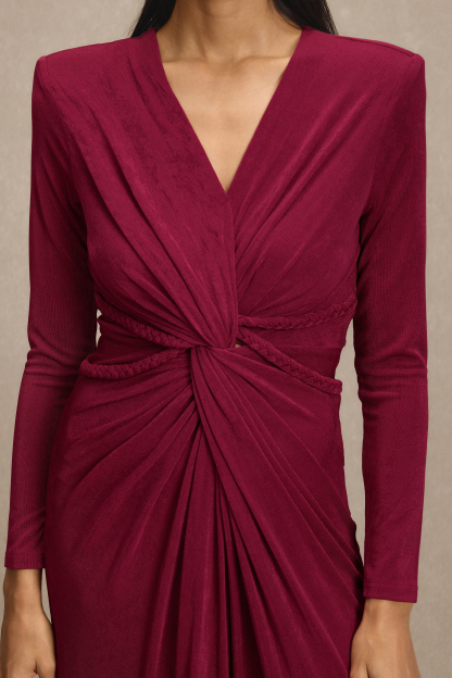 Solid Decorative Rope Knotted Maxi Dress