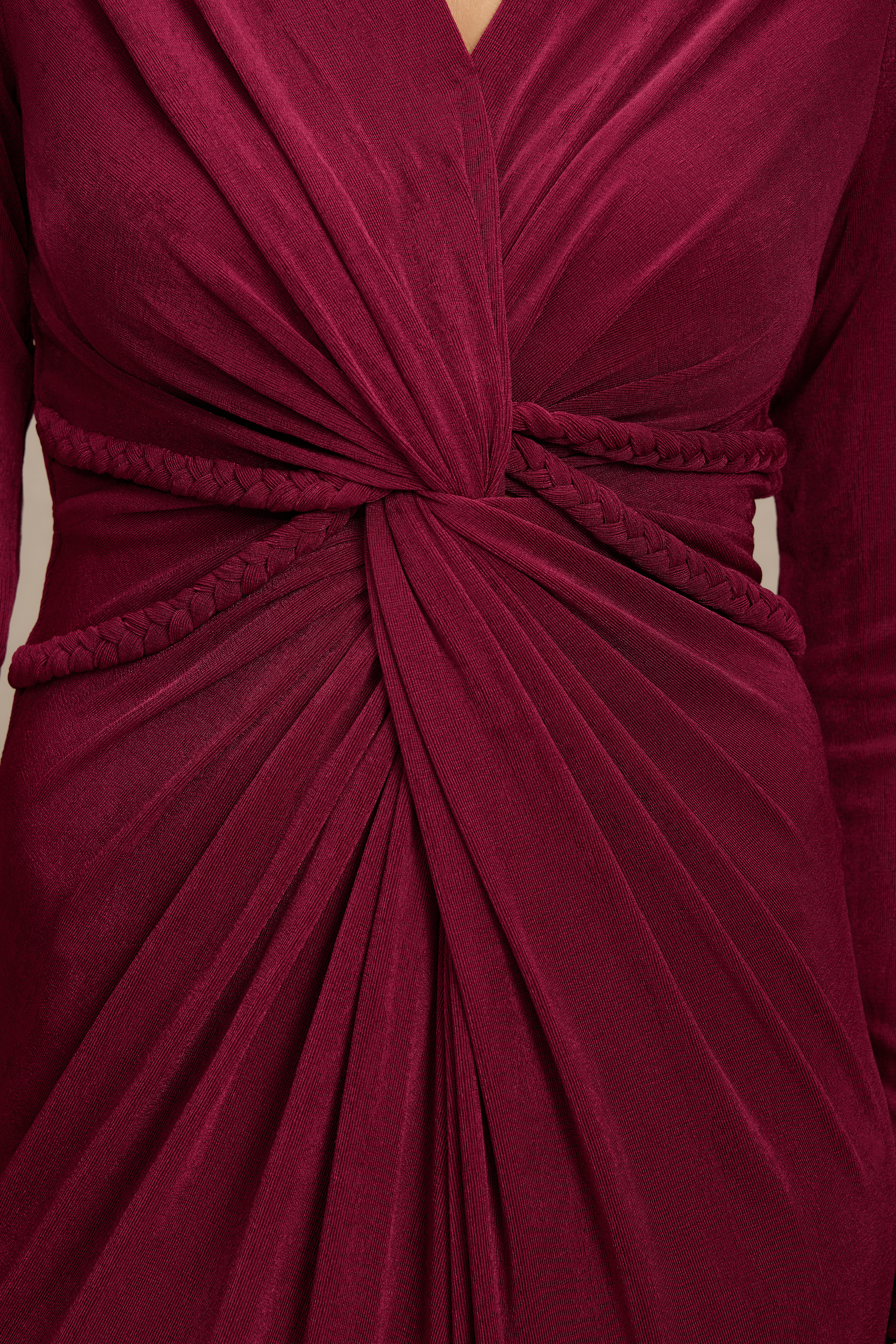 Solid Decorative Rope Knotted Maxi Dress