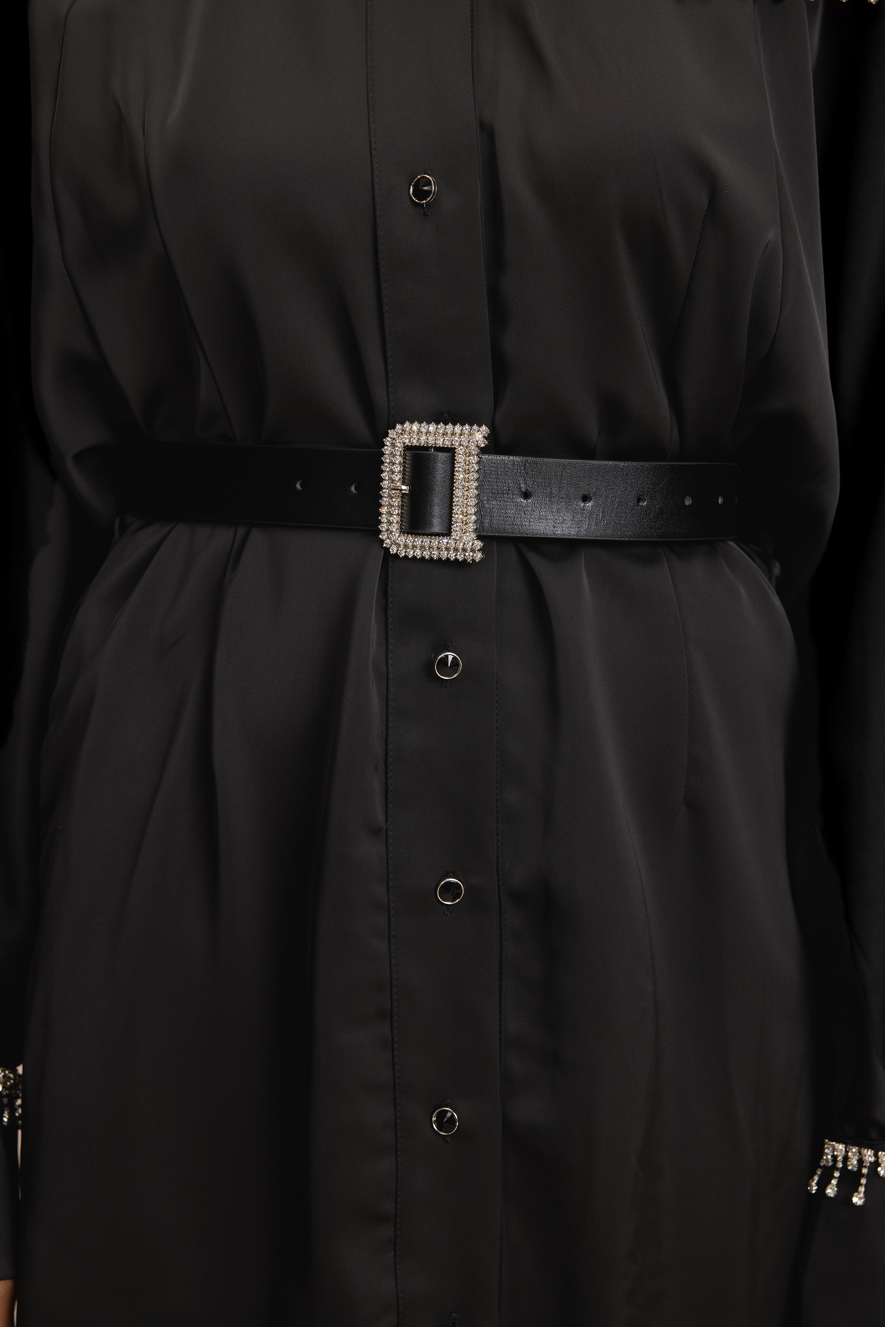Diamond Tassels Midi Dress With Belt