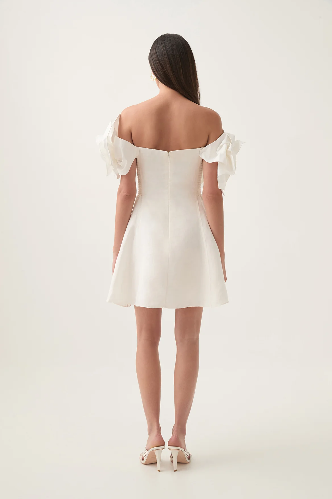 3D Flower Solid Off-Shoulder Mini Dress