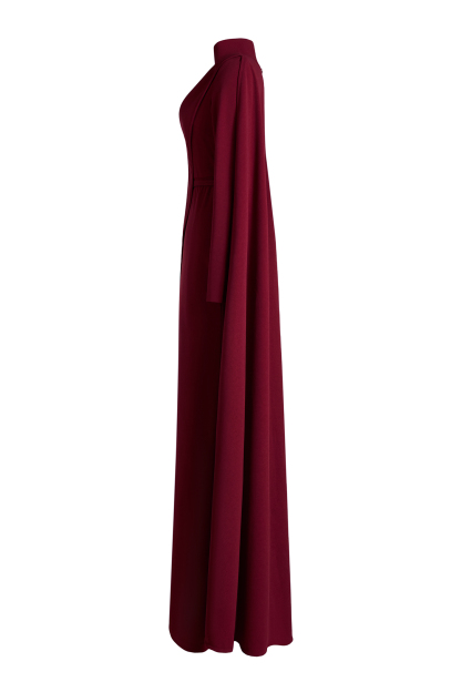 Cape Asymmetrical  Ruched Maxi Dress