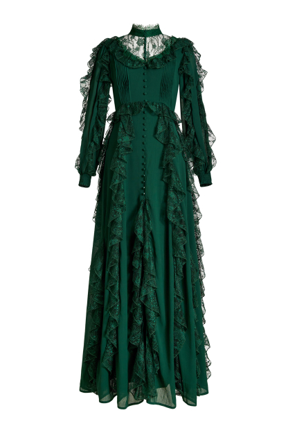 Lace Splicing Chiffon Maxi Dress