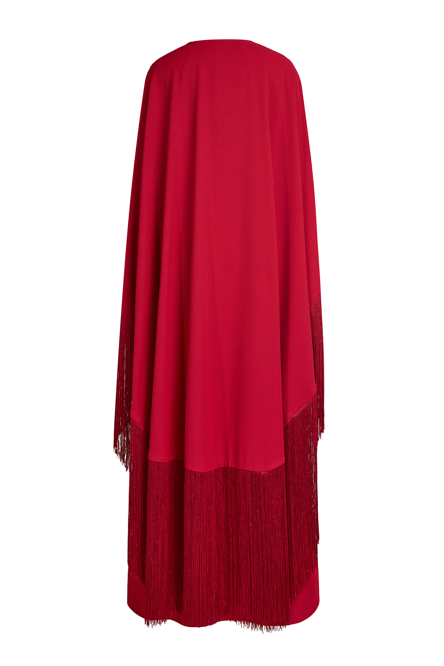Solid Tie-Up Tassel Cape Sleeve Maxi Dress