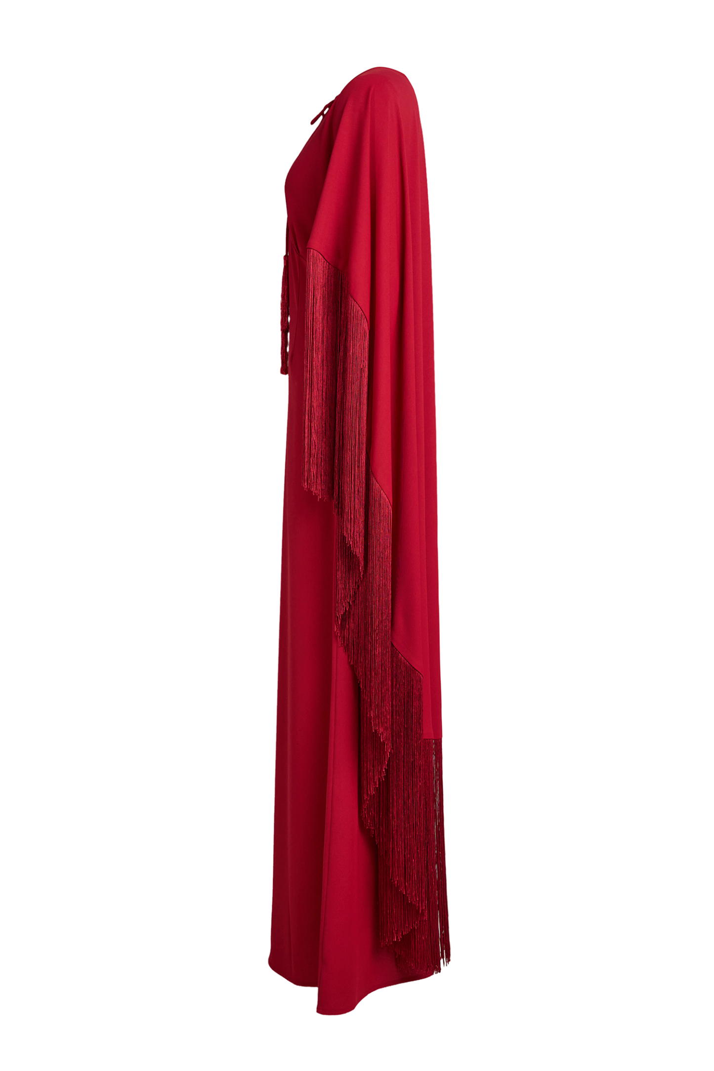 Solid Tie-Up Tassel Cape Sleeve Maxi Dress