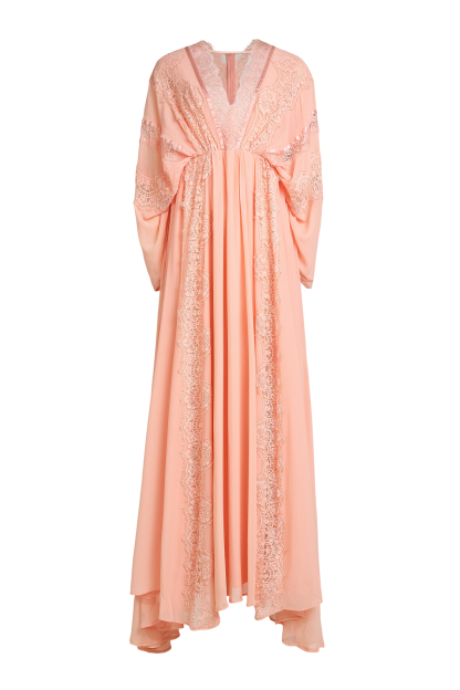 Lace Chiffon Batwing Sleeve Maxi Dress