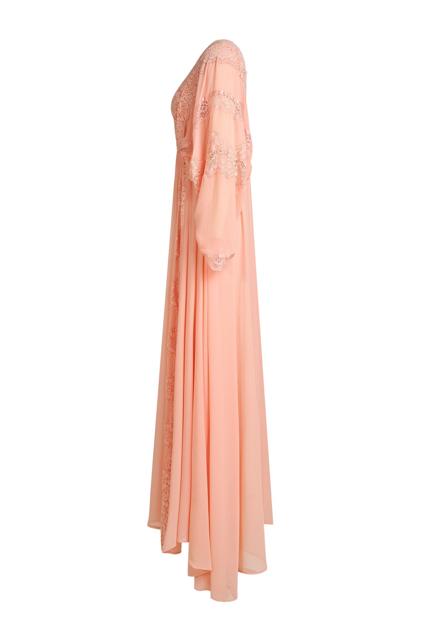 Lace Chiffon Batwing Sleeve Maxi Dress