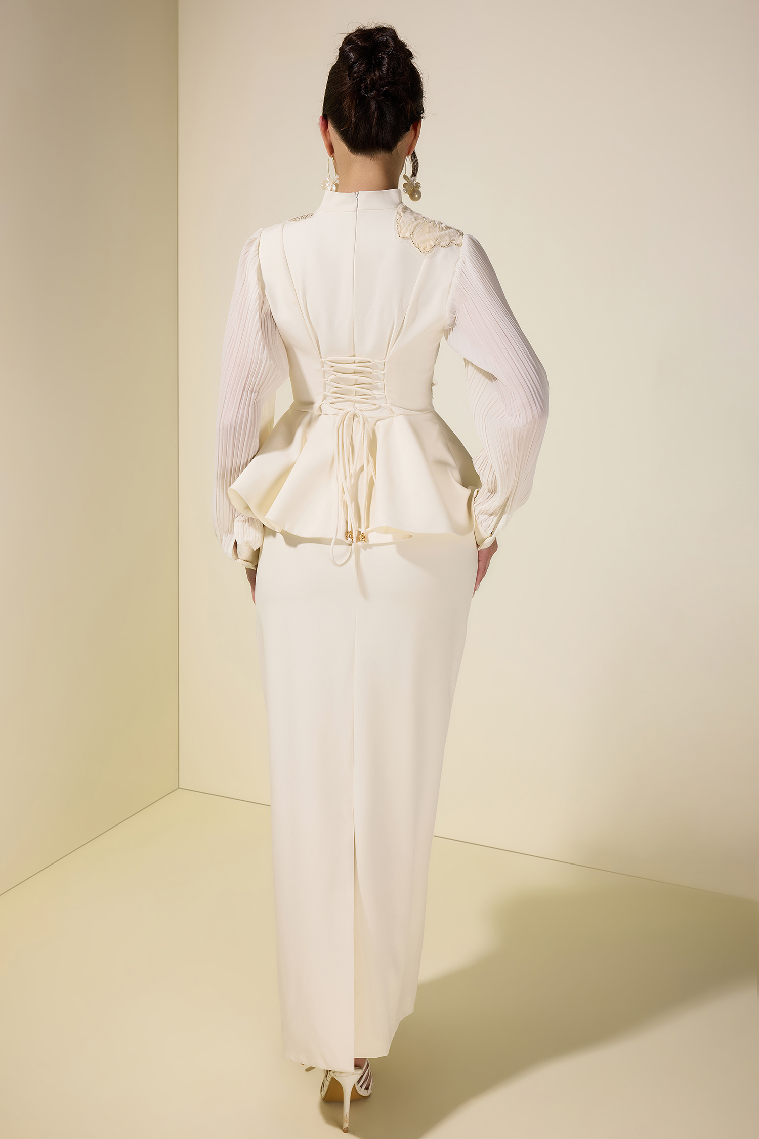 Embroidered Single Breasted Top & Midi Skirt Set