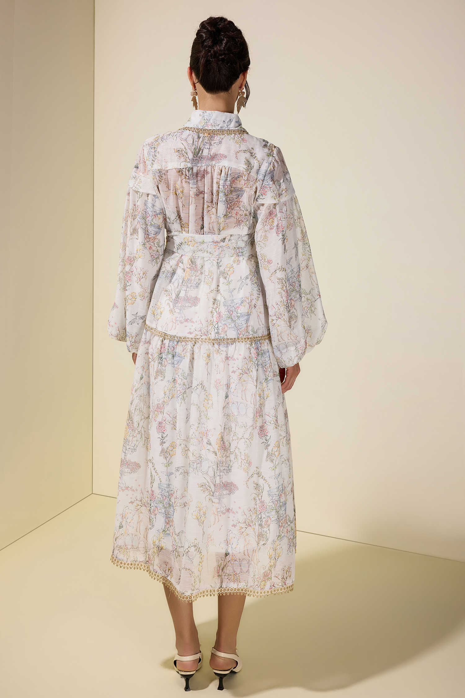 Floral Lace Single Breasted Midi Dress