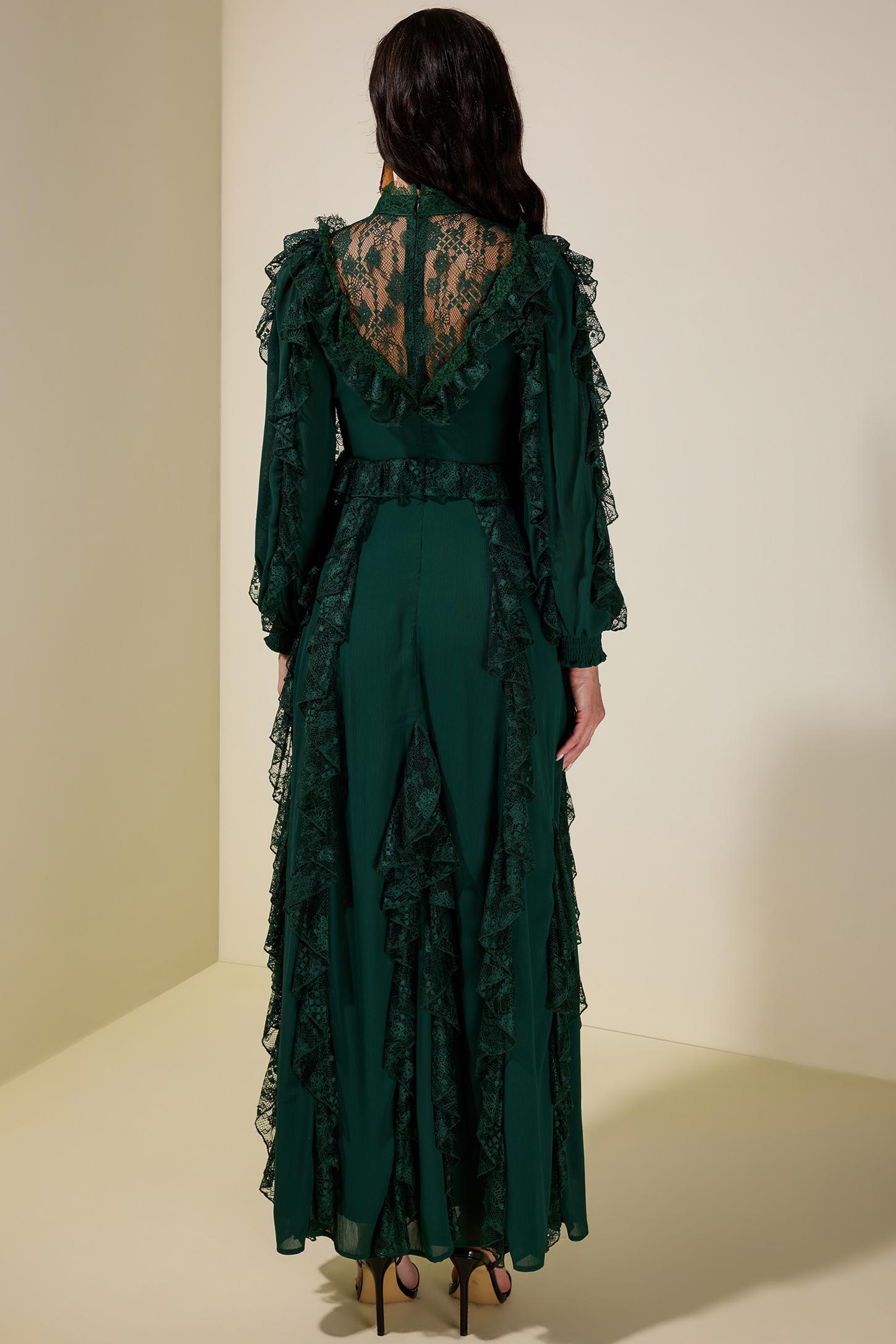 Lace Splicing Chiffon Maxi Dress