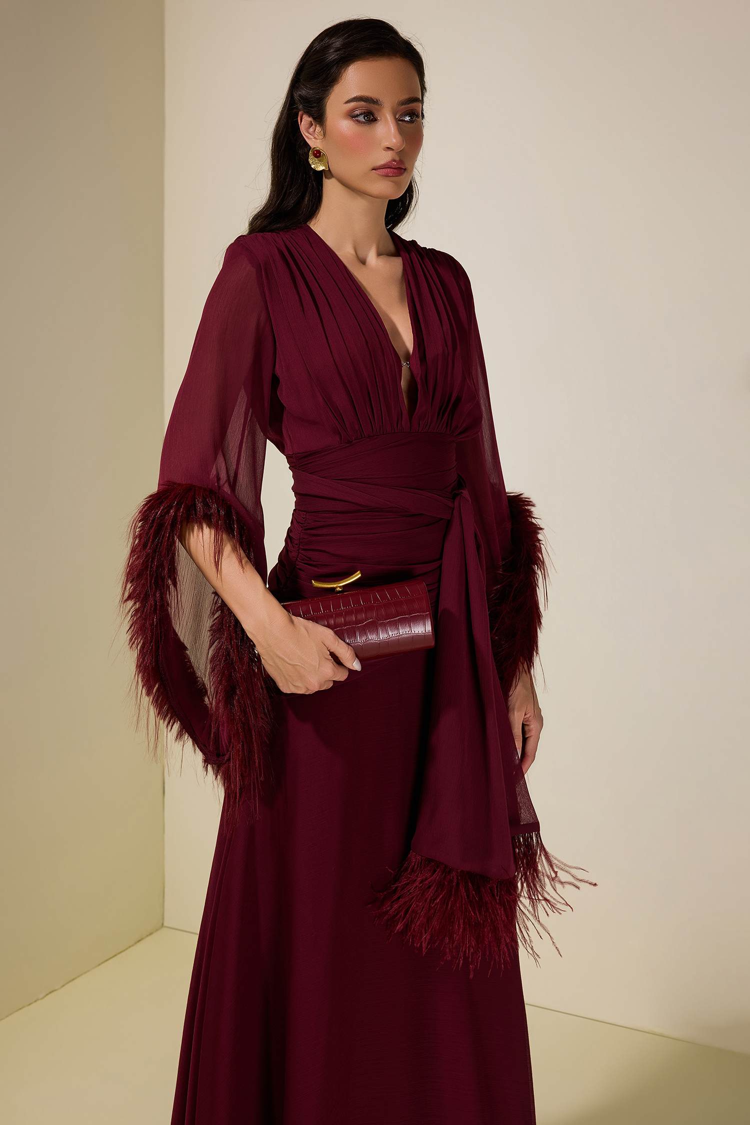 PU Metal Decorations Baguette Bag