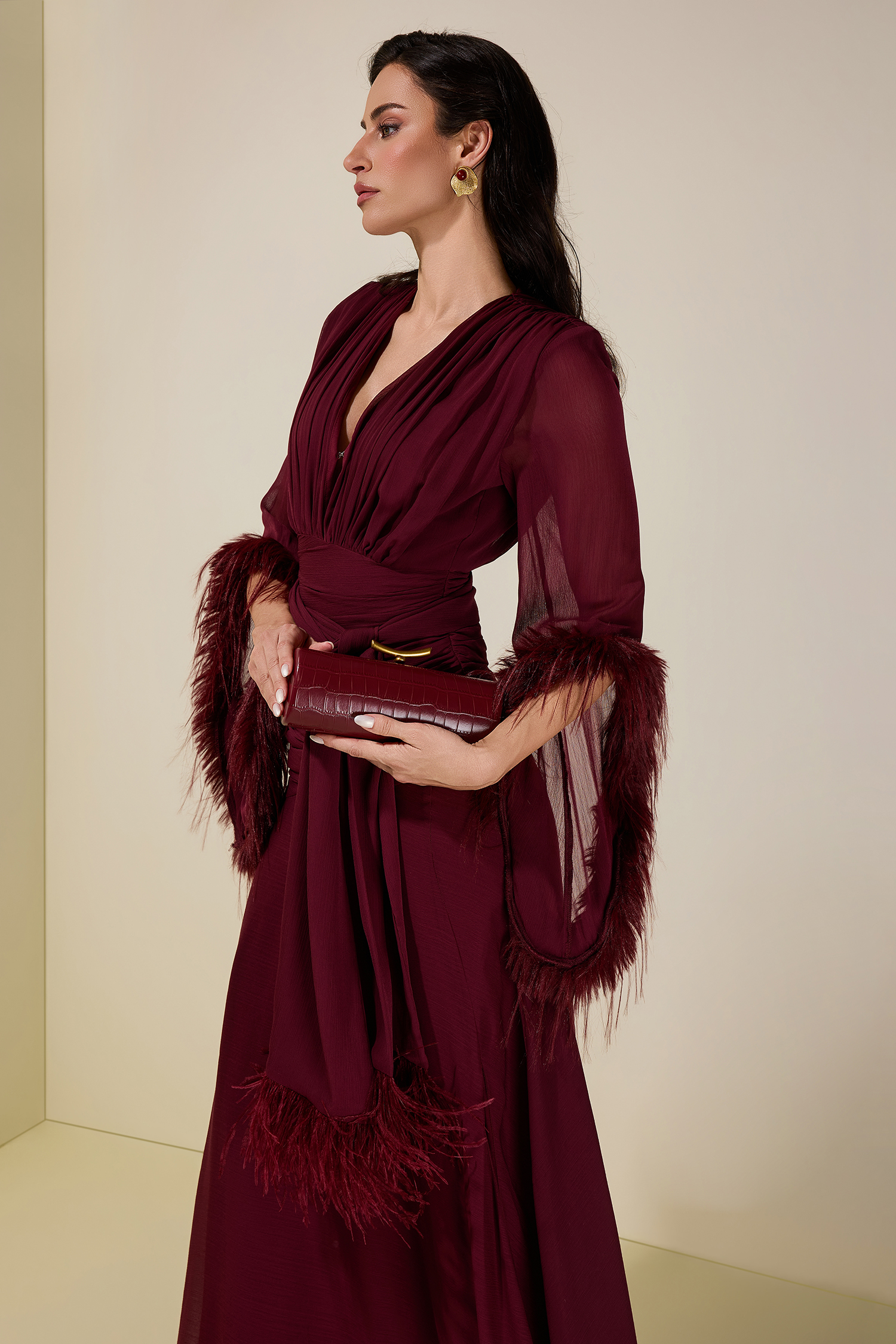 PU Metal Decorations Baguette Bag