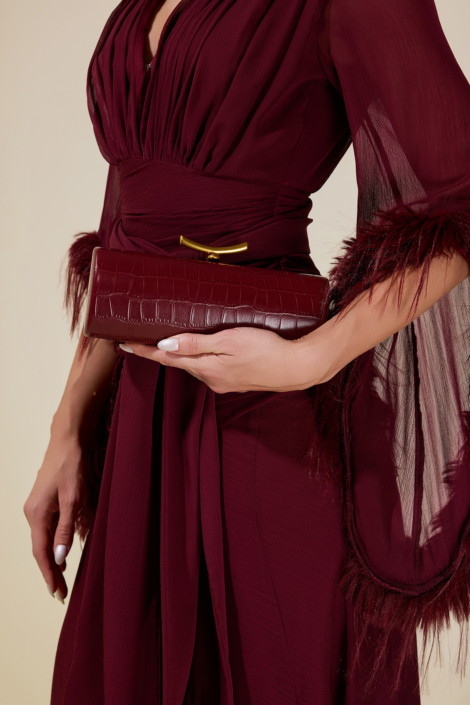 PU Metal Decorations Baguette Bag