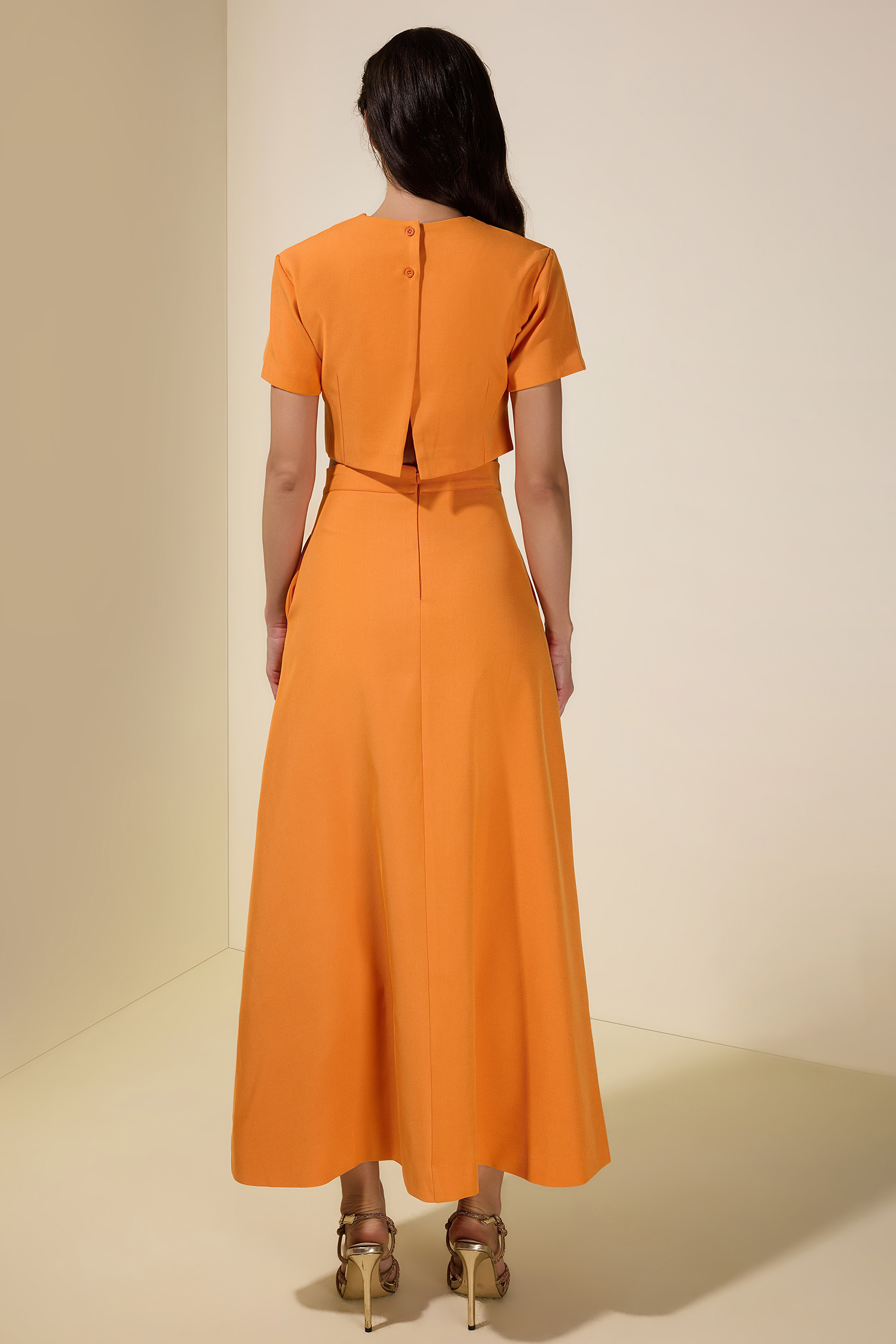 Appliquéd Round Neck Top & Maxi Skirt Set