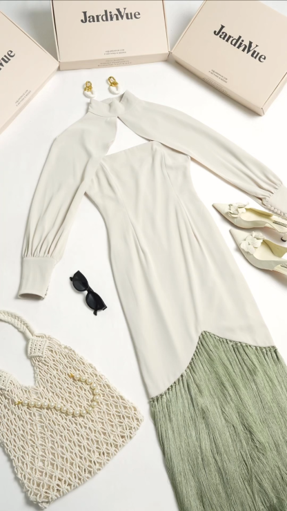 Tassel Slip Midi Dress With Cape