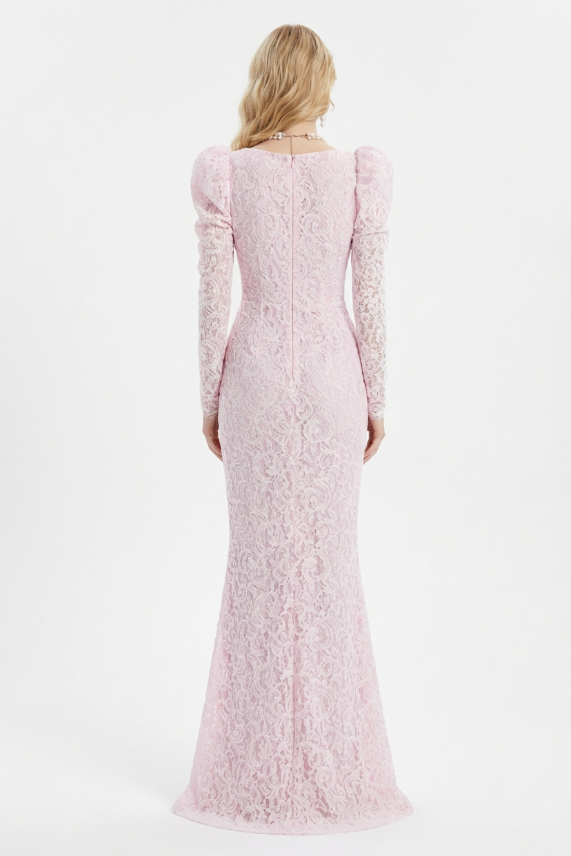 Lace Bow Slit Maxi Dress