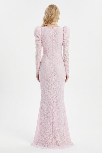 Lace Bow Slit Maxi Dress