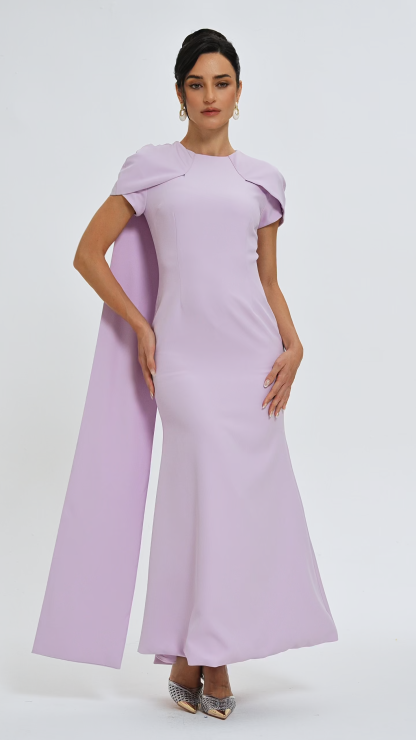 Capelet Sleeve Cape Gown Maxi Dress
