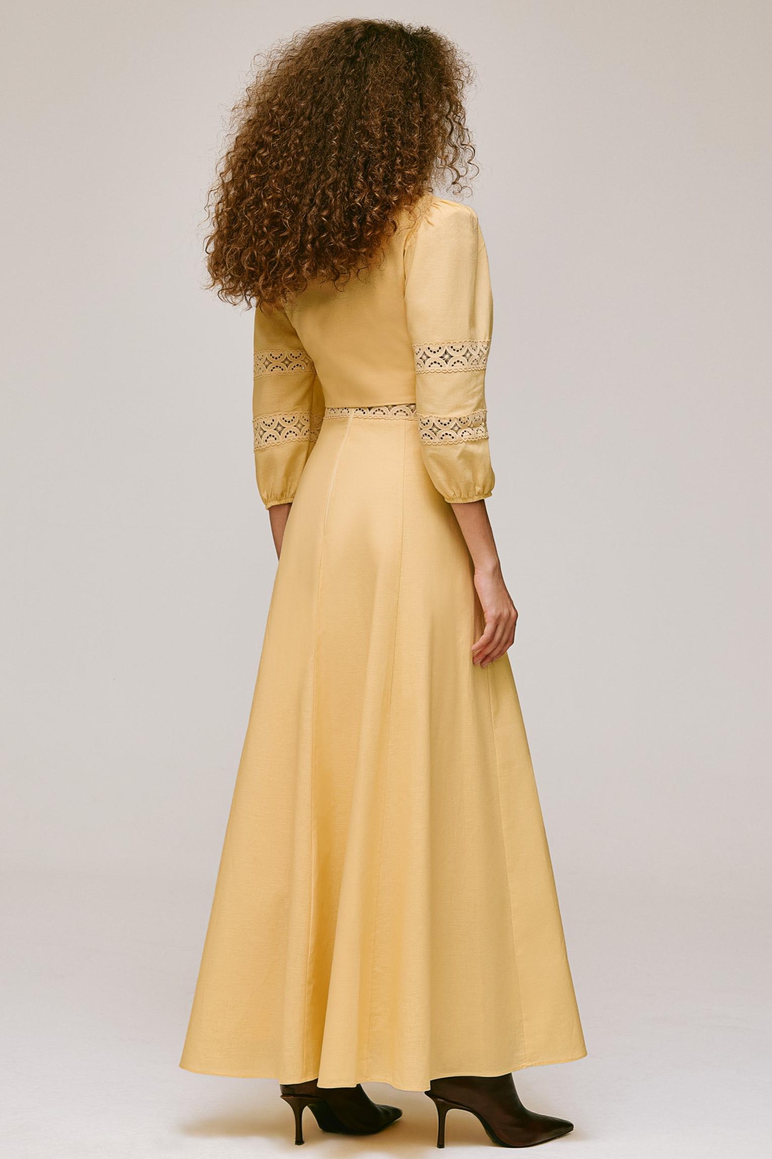 Lace Shirt Collar Lace-Up Mini Top  & Slip Midi Dress Set