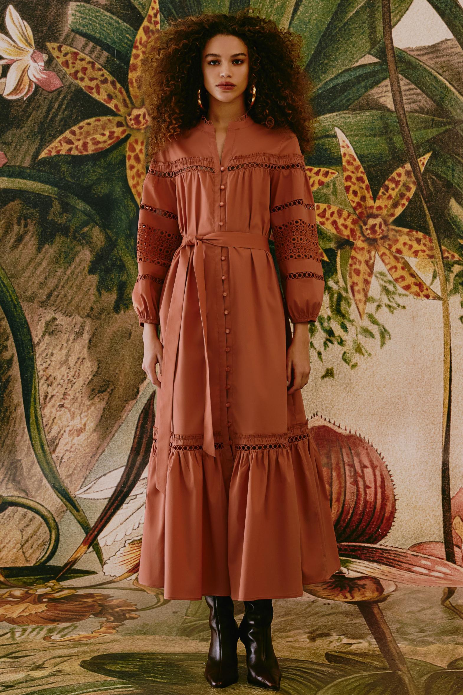 Lace Single Breasted Long Sleeve Maxi Dress With Belt