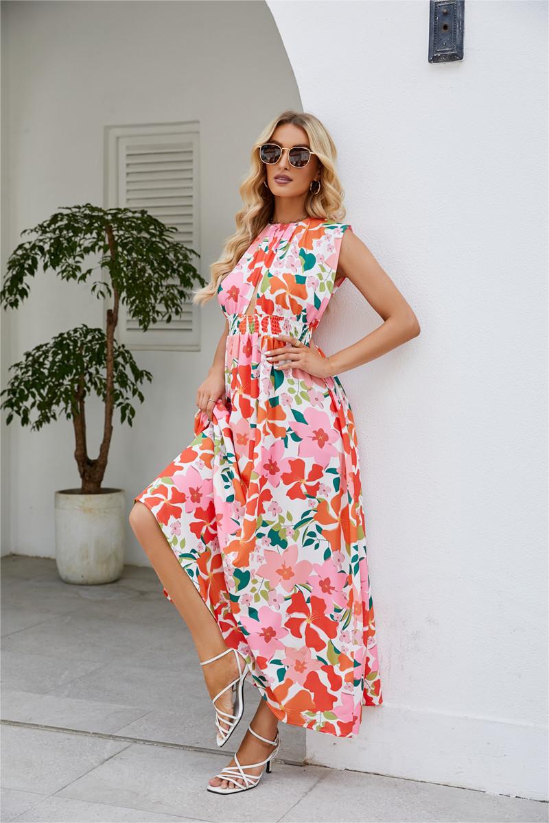 Floral Sleeveless Maxi Dress Pink