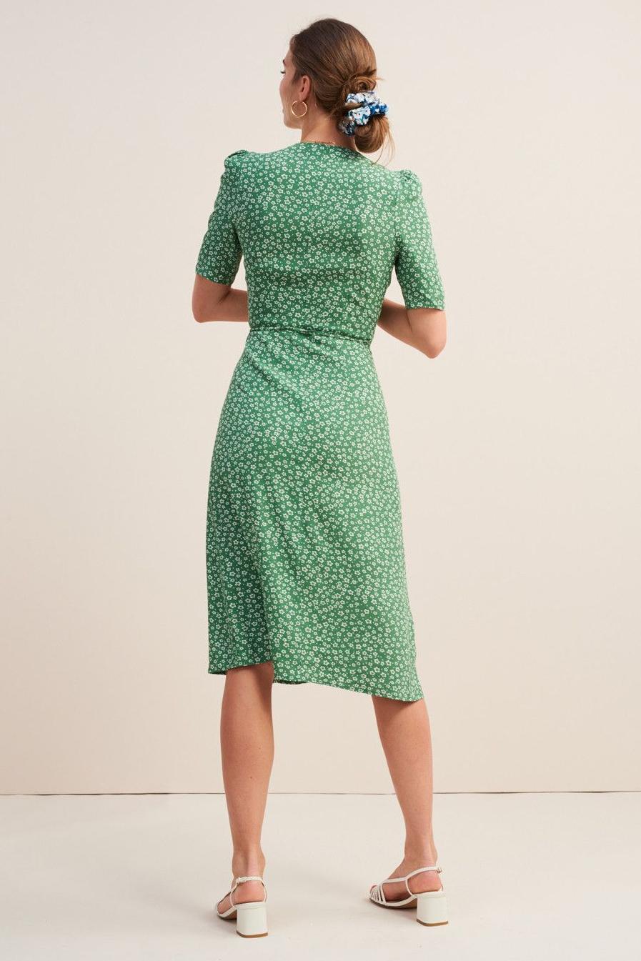 Floral Short Sleeve V-Neck Midi Dress